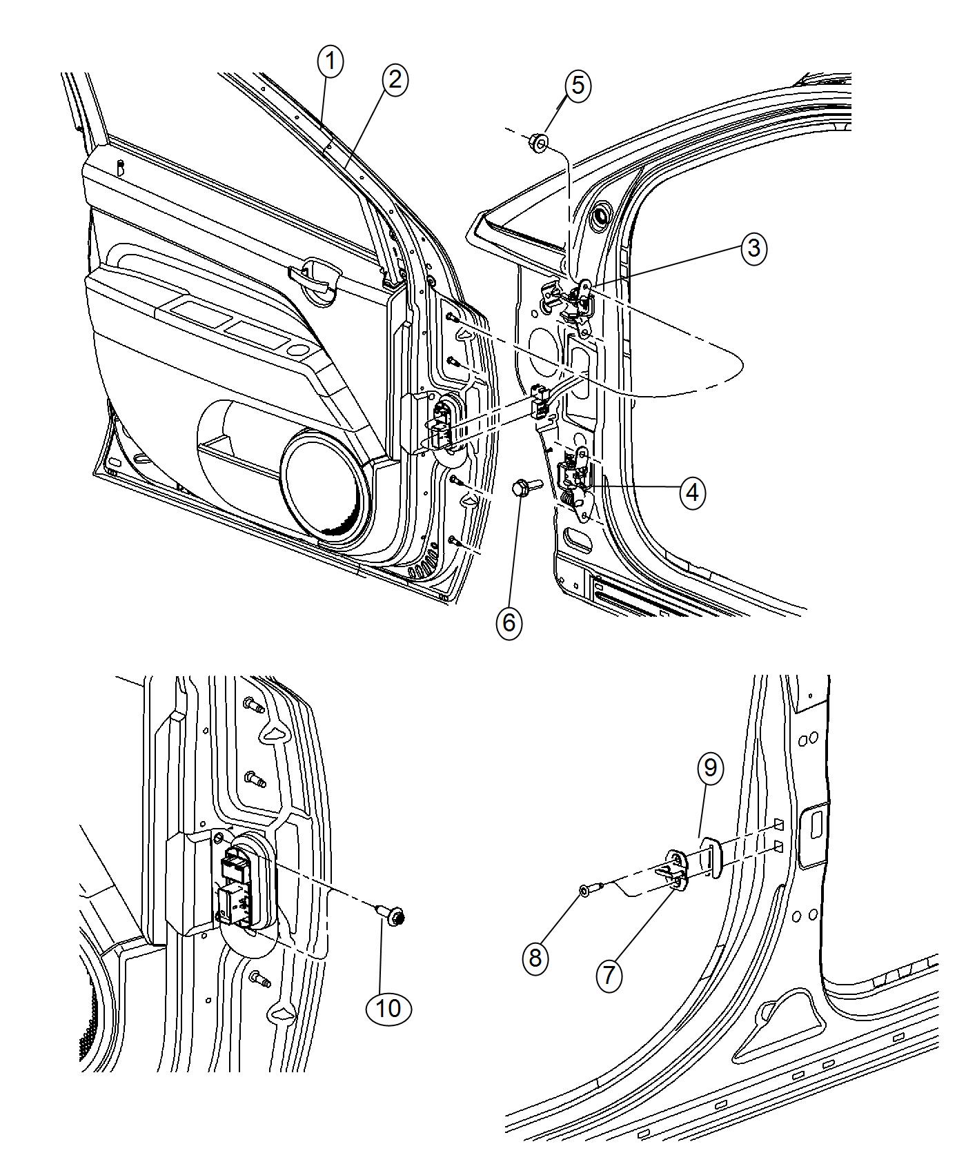 Full size assembly image of Front Door, Shell and Hinges. (1/1)