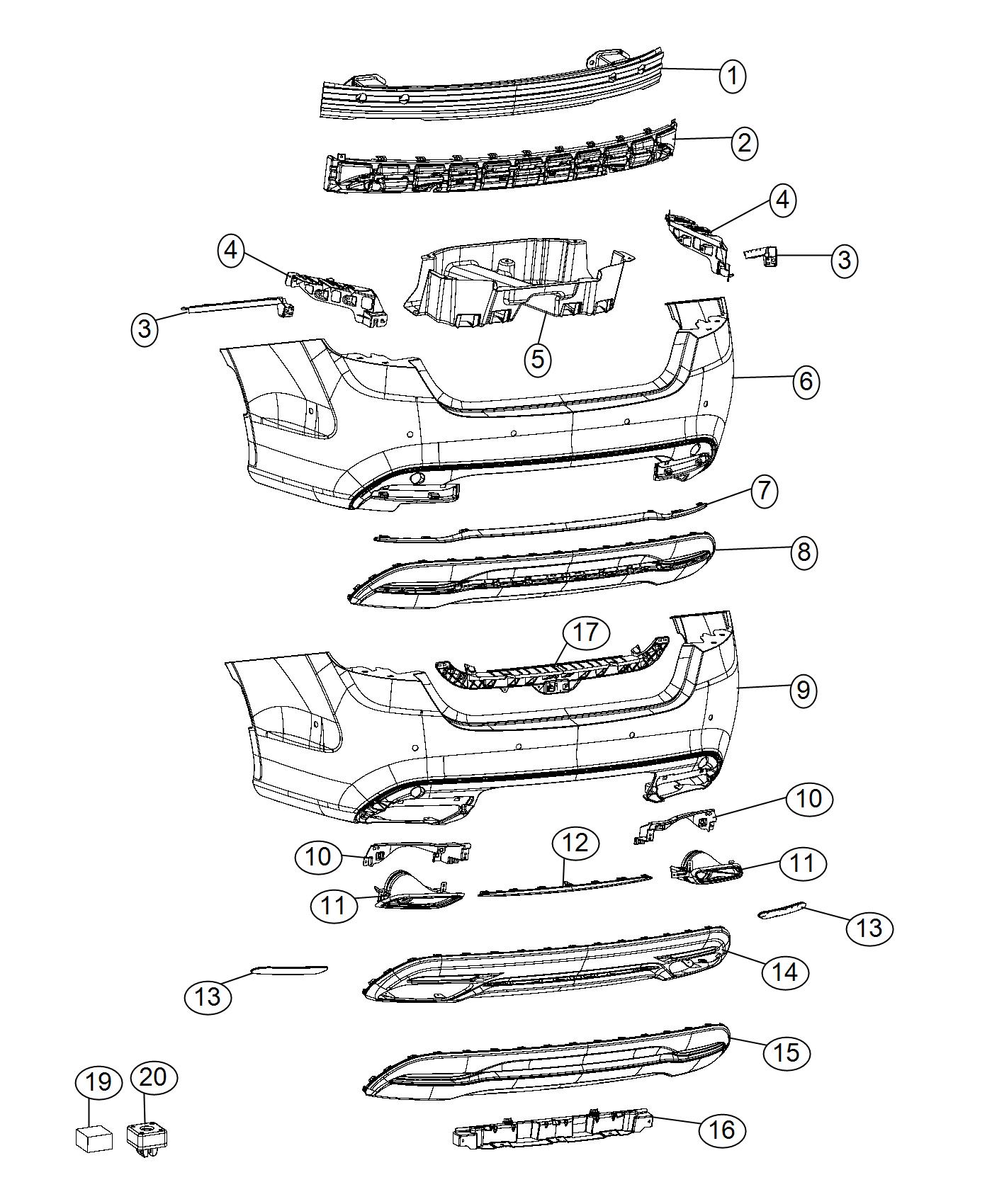 Diagram Fascia, Rear. for your 2002 Chrysler 300 M  