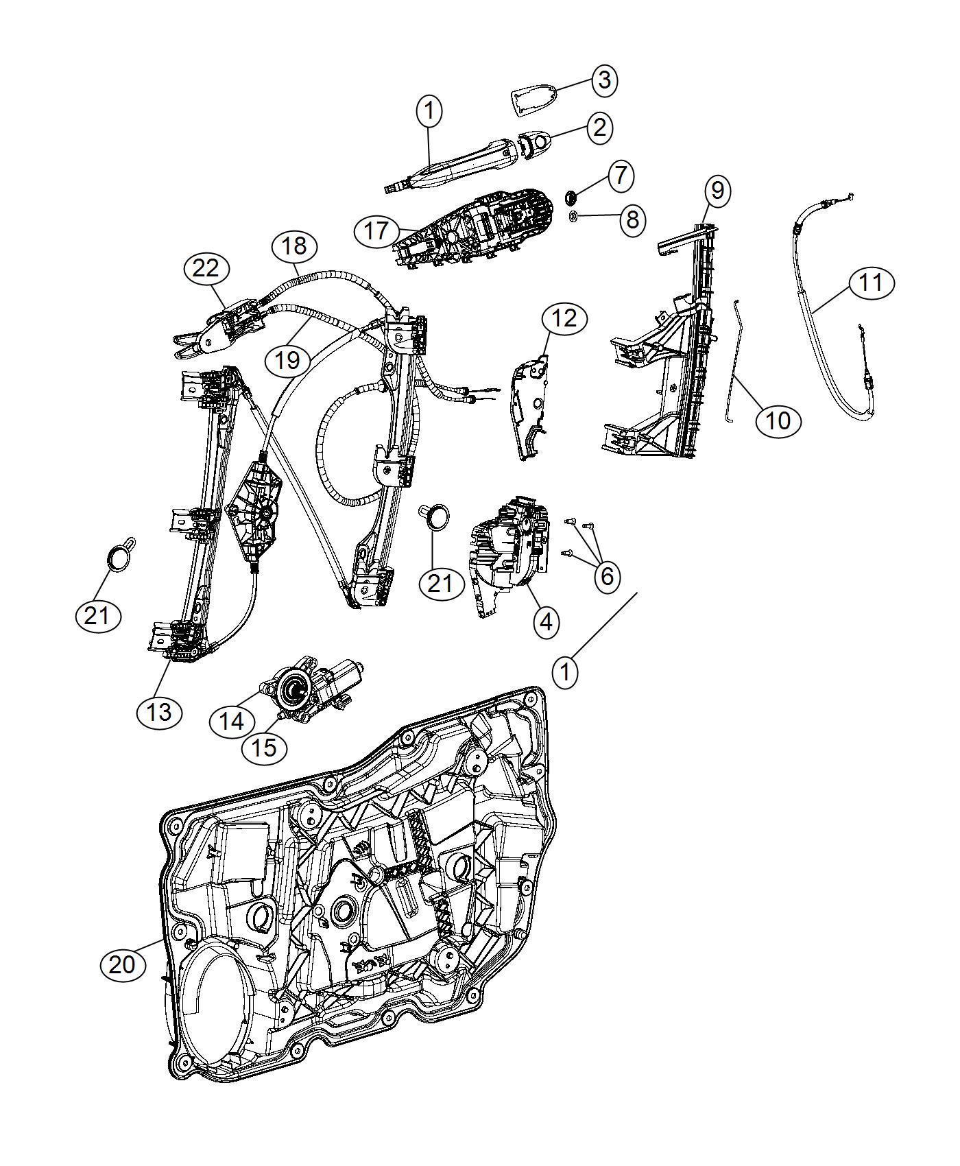 Diagram Front Door, Hardware Components. for your 2001 Chrysler 300  M 