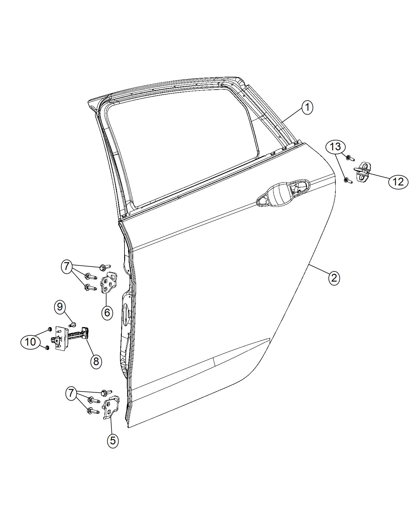Diagram Rear Door, Shell and Hinges. for your Chrysler