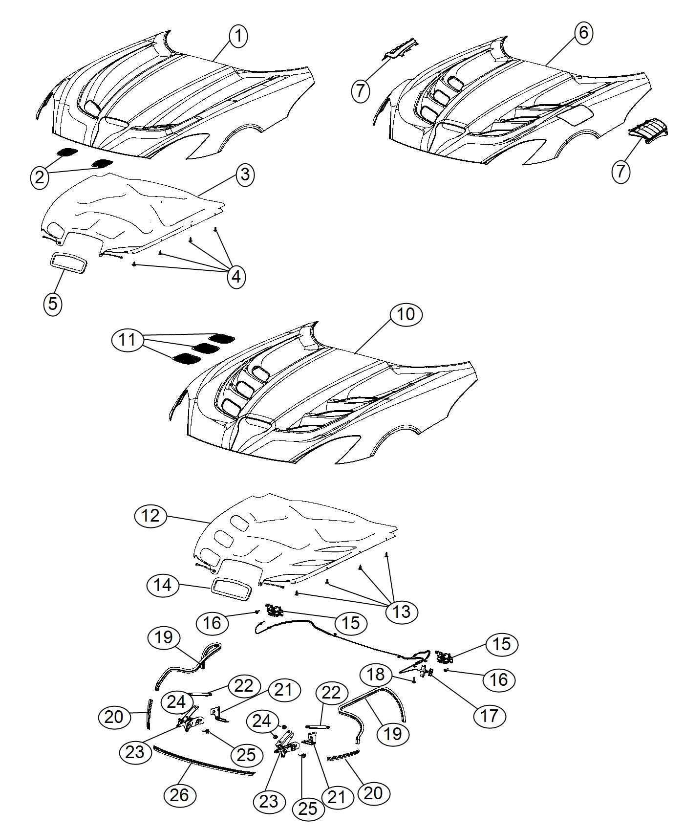 Diagram Hood and Related Parts. for your 1999 Chrysler 300  M 