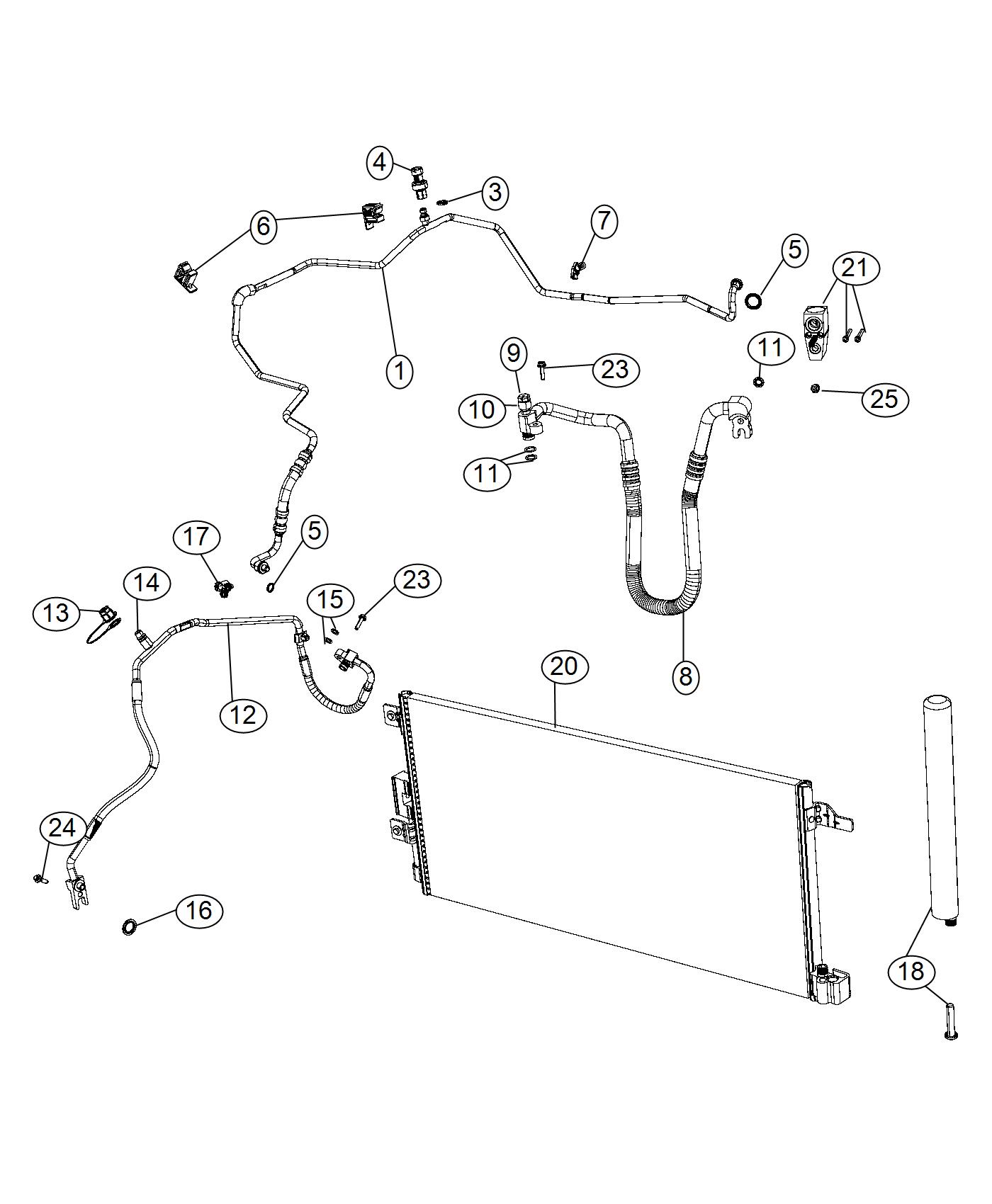 Diagram A/C Plumbing. for your 2019 Fiat 500X   