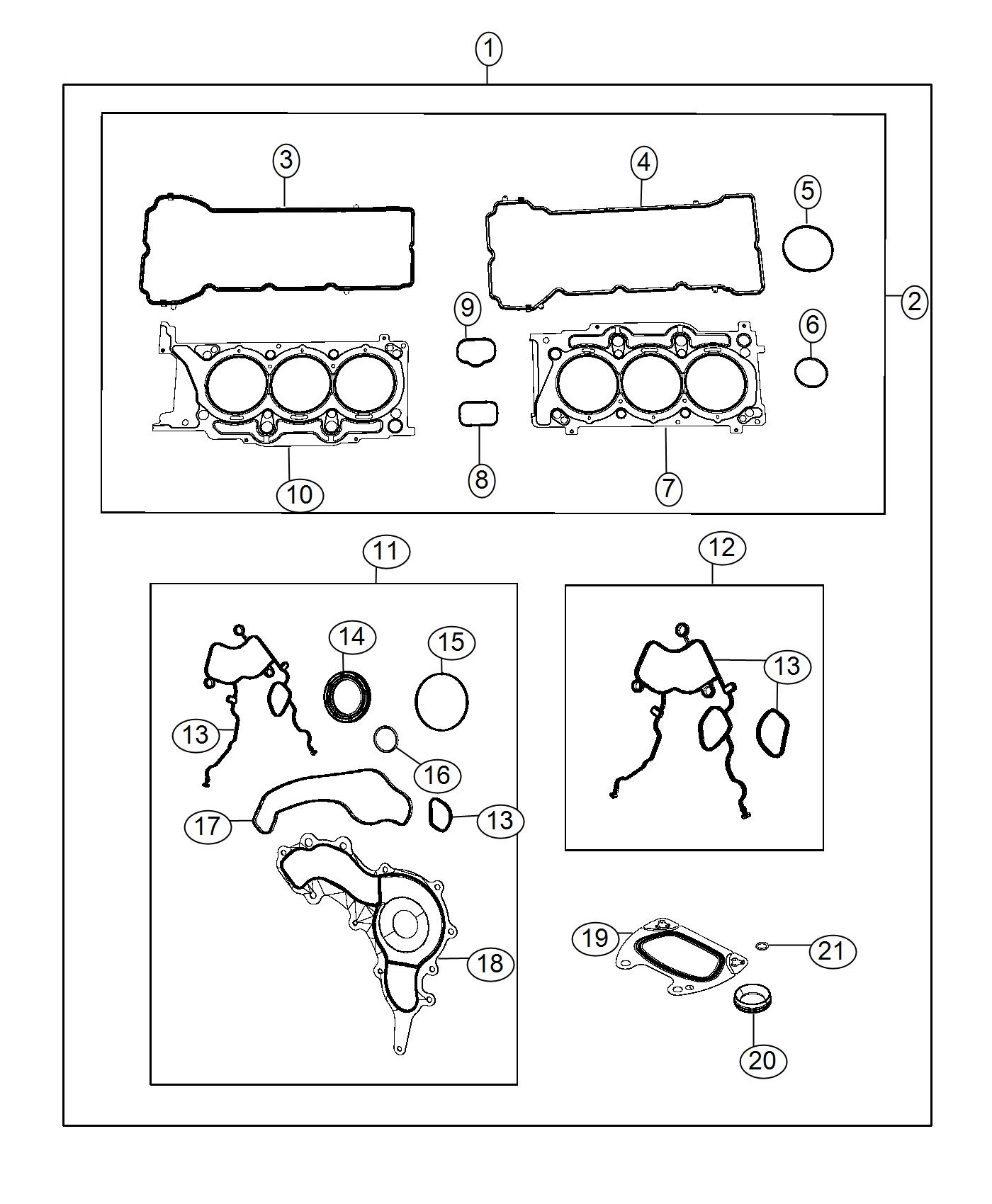 Diagram Engine Gasket/Install Kits 3.6L [3.6L V6 24V VVT Engine]. for your Chrysler 300  