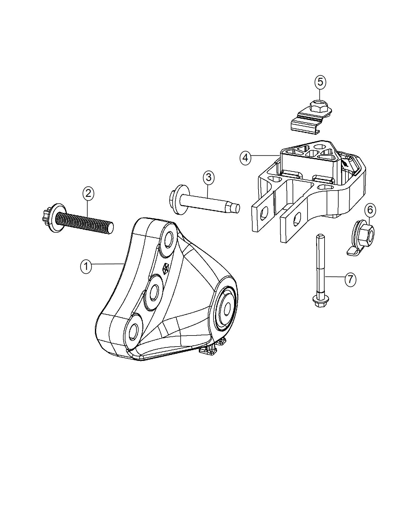 Diagram Engine Mounting Rear 1.4L Turbocharged [1.4L I4 16V MultiAir Turbo Engine]. for your 2016 Dodge Dart   