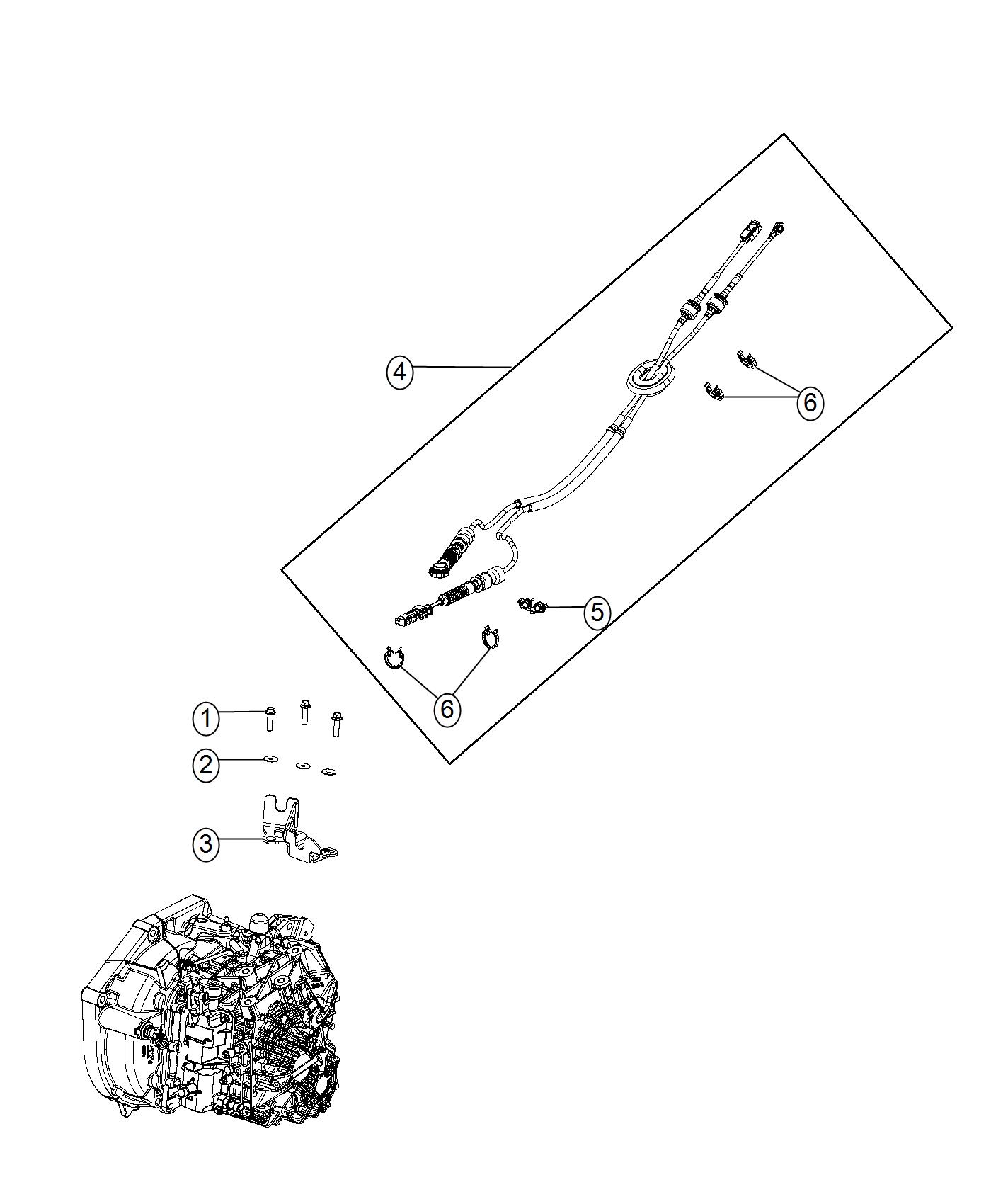 Gear Shift Cable And Bracket. Diagram