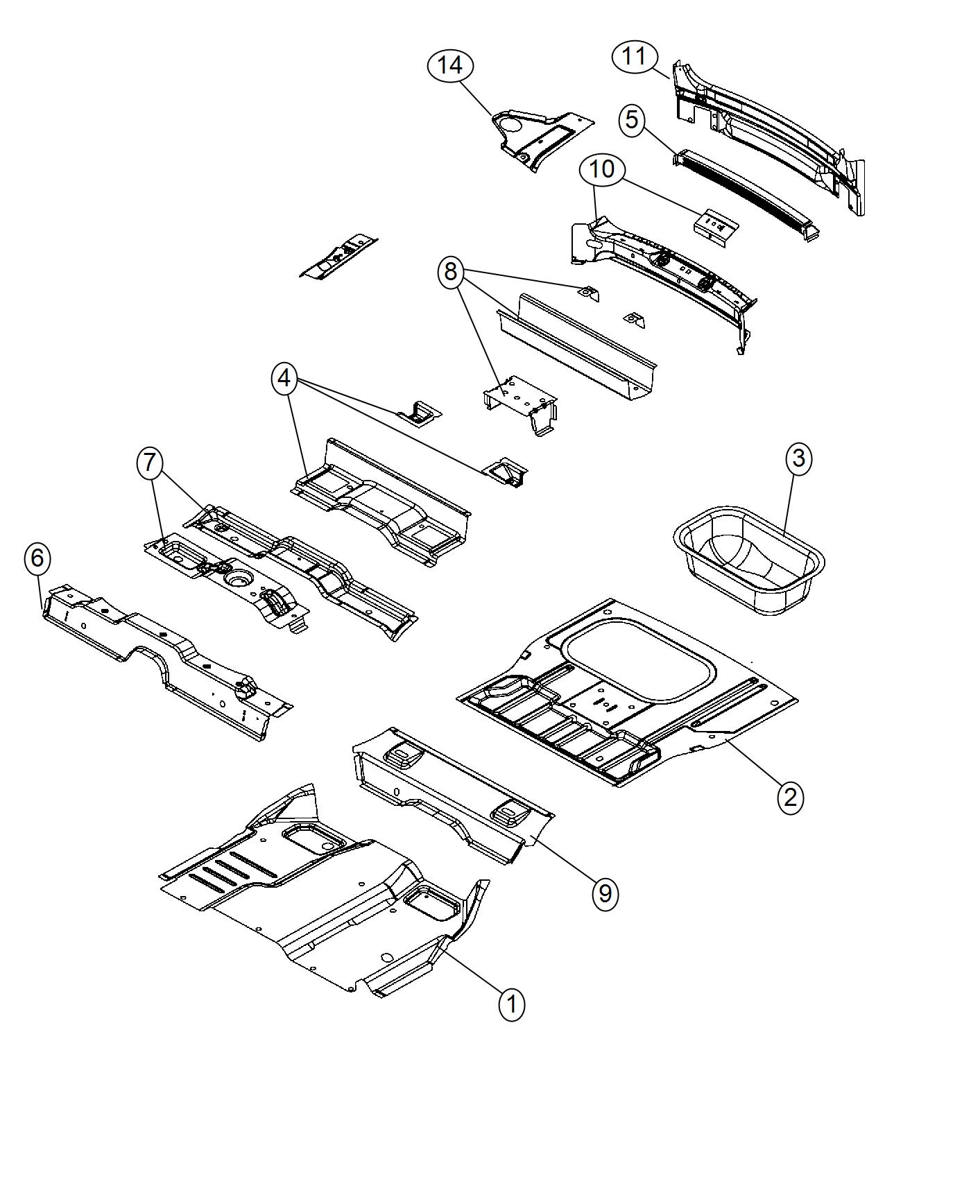 Center and Rear Floor Pan. Diagram