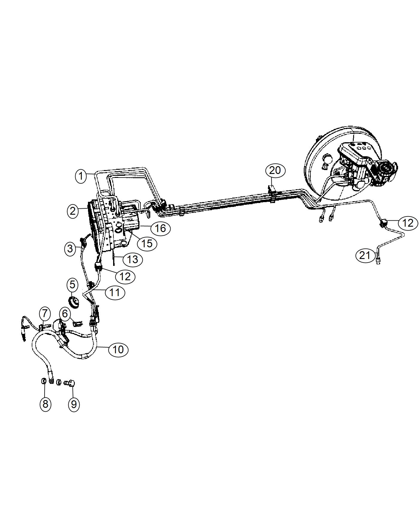 HCU and Brake Tubes. Diagram