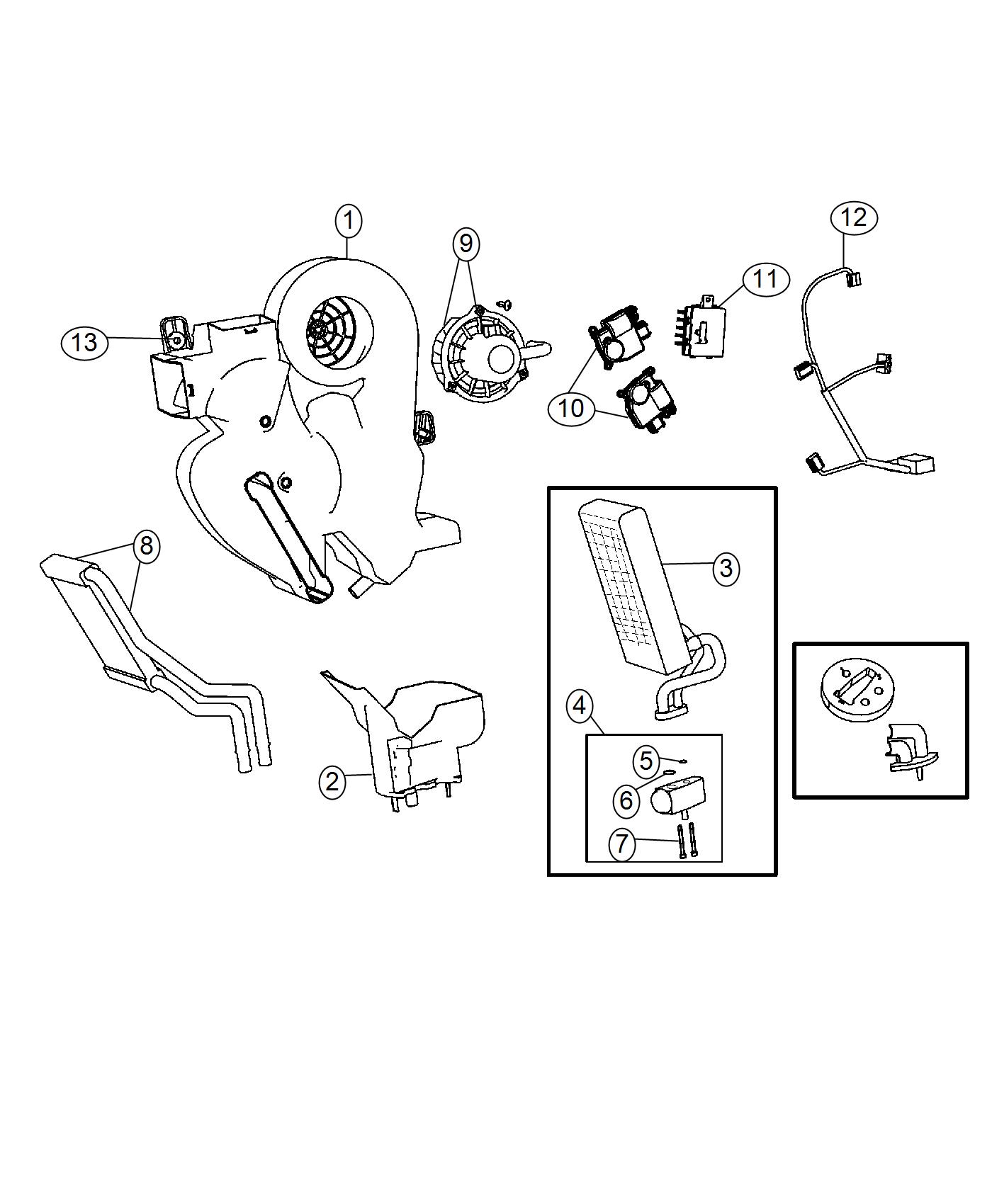 Diagram A/C and Heater Unit Rear. for your 2013 Dodge Grand Caravan   