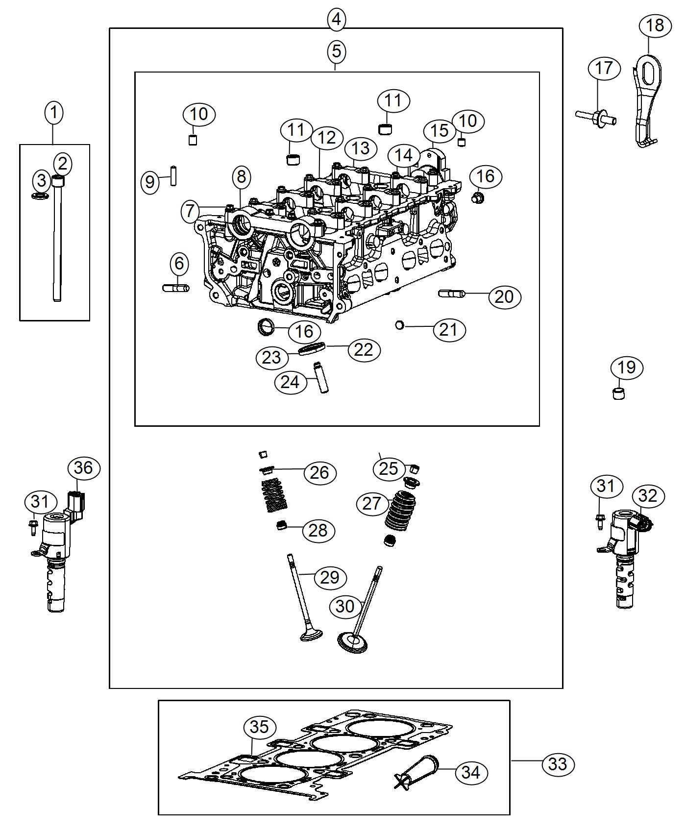 Diagram Cylinder Head 2.4L [2.4L I4 DOHC 16V Dual VVT Engine]. for your Jeep