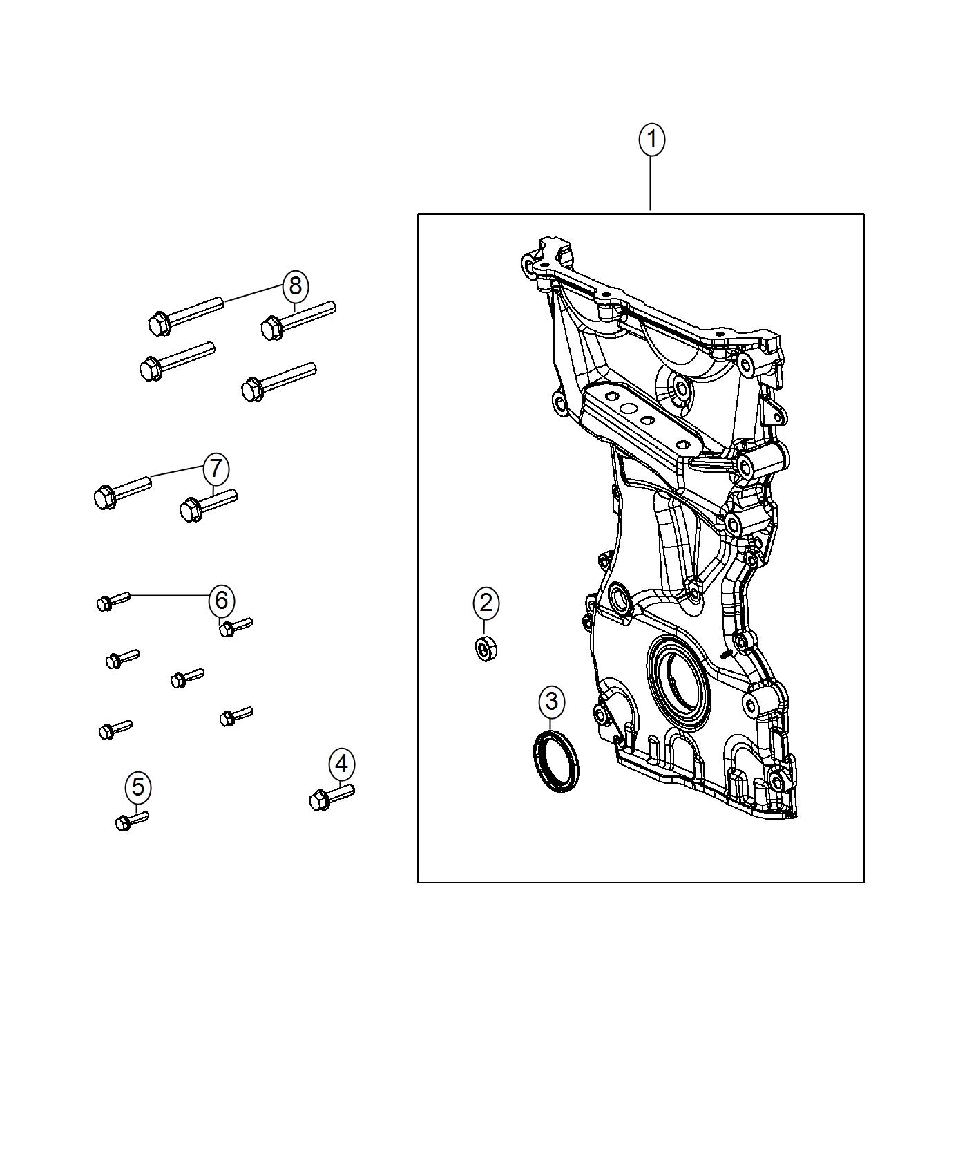 Diagram Timing Case Cover 2.4L [2.4L I4 MultiAir Engine w/ ESS]. for your Chrysler
