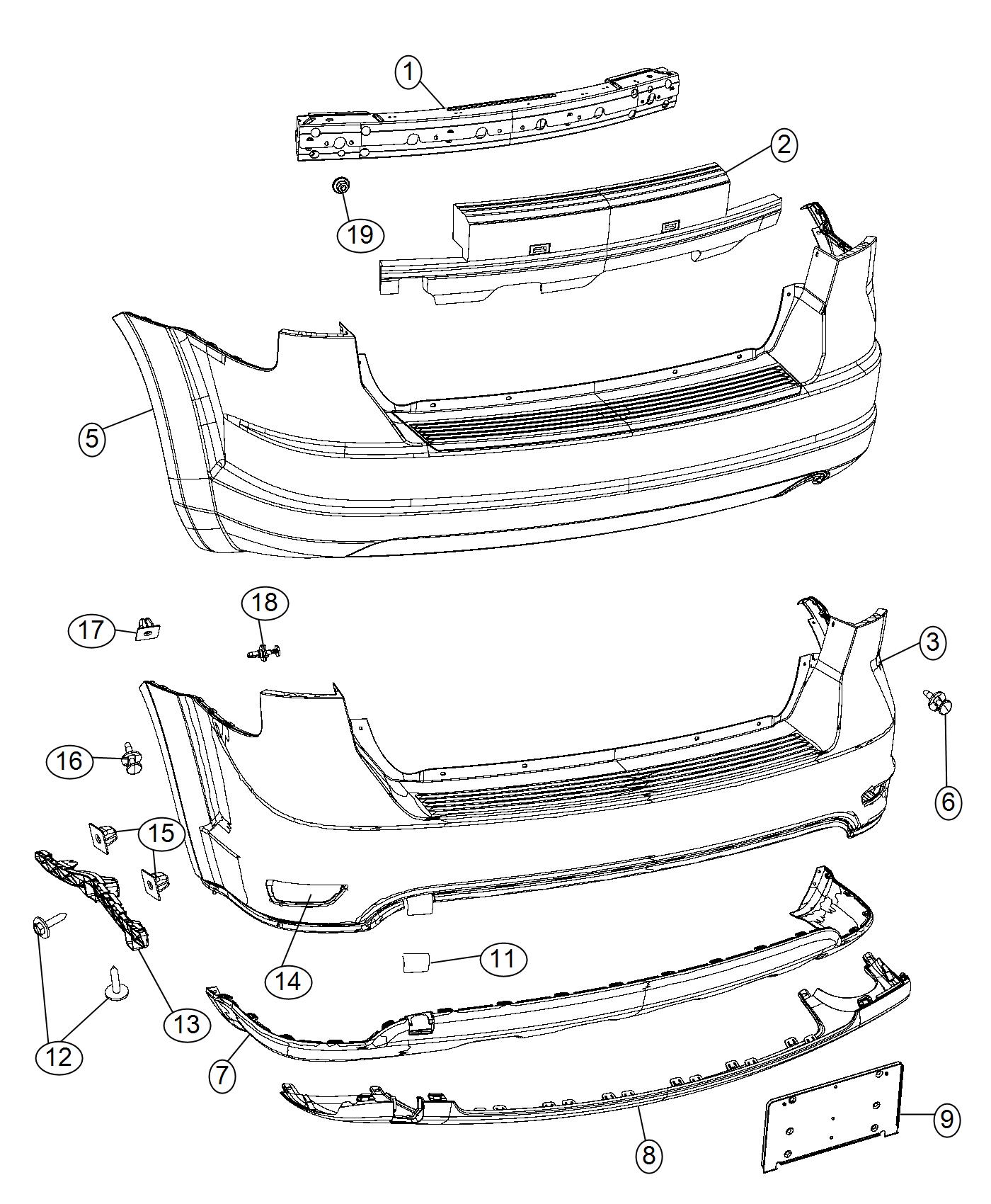 Diagram Fascia, Rear. for your 2010 Dodge Journey   