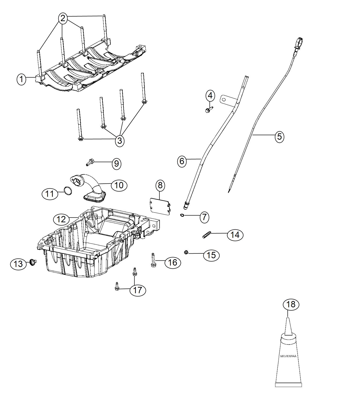 Engine Oil Pan, Engine Oil Level Indicator And Related Parts 3.6L [3.6L V6 24V VVT Engine]. Diagram