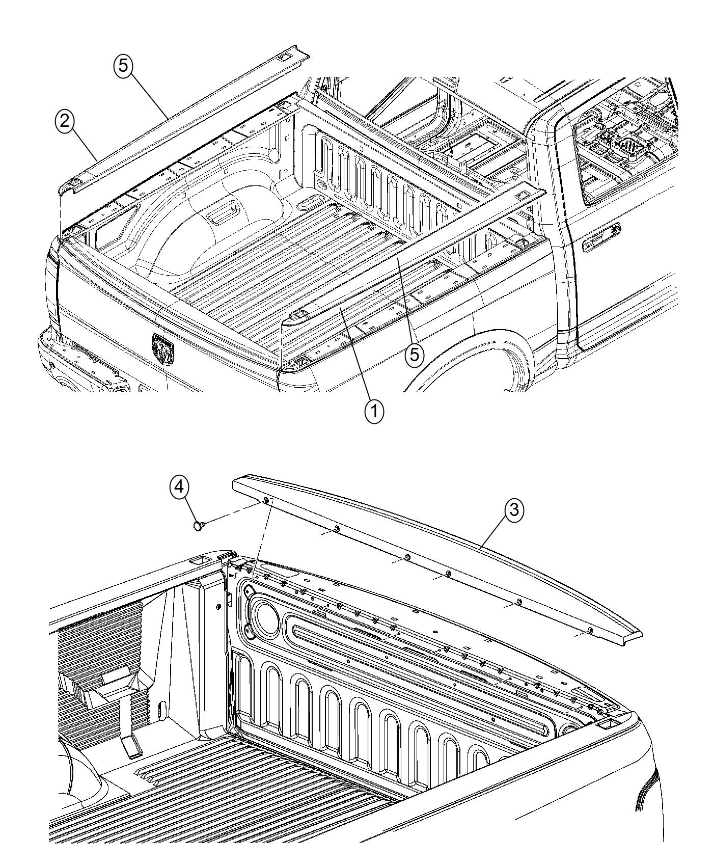 Diagram Pick up Box, Rail Caps. for your Chrysler 300  M