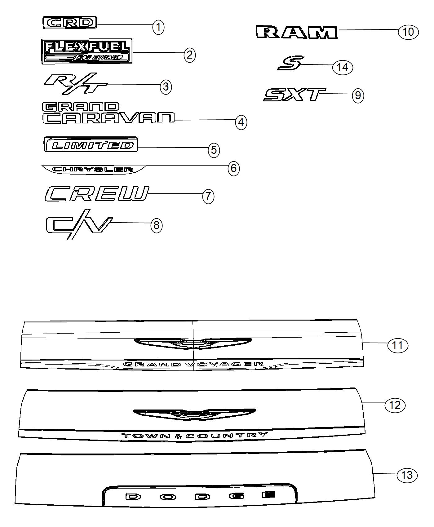 Diagram Nameplates, Emblems and Medallions. for your 1999 Chrysler 300 M  