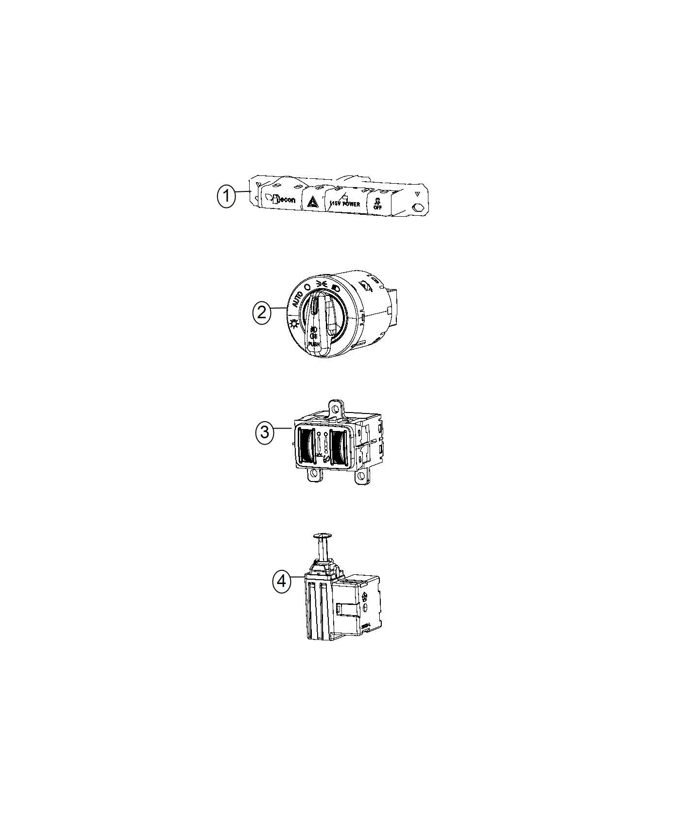 Module, Dashboard Switches and Headlamp / Dimmer. Diagram