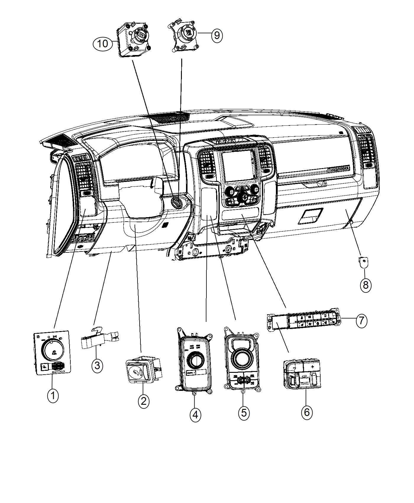 Switches, Instrument Panel. Diagram