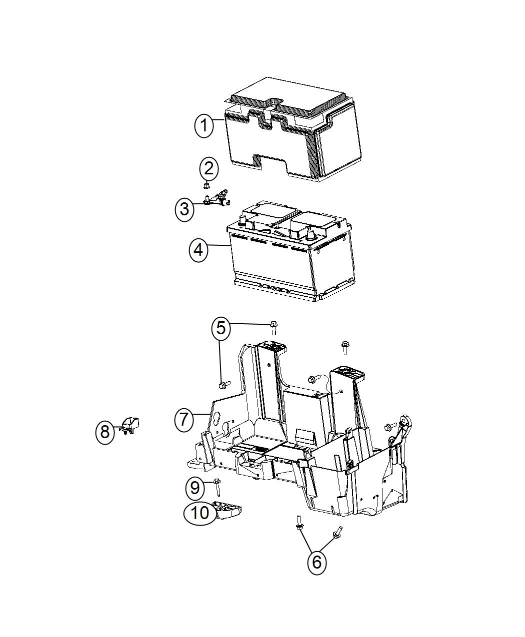 Diagram Battery, Tray and Support. for your 2016 Ram 1500   