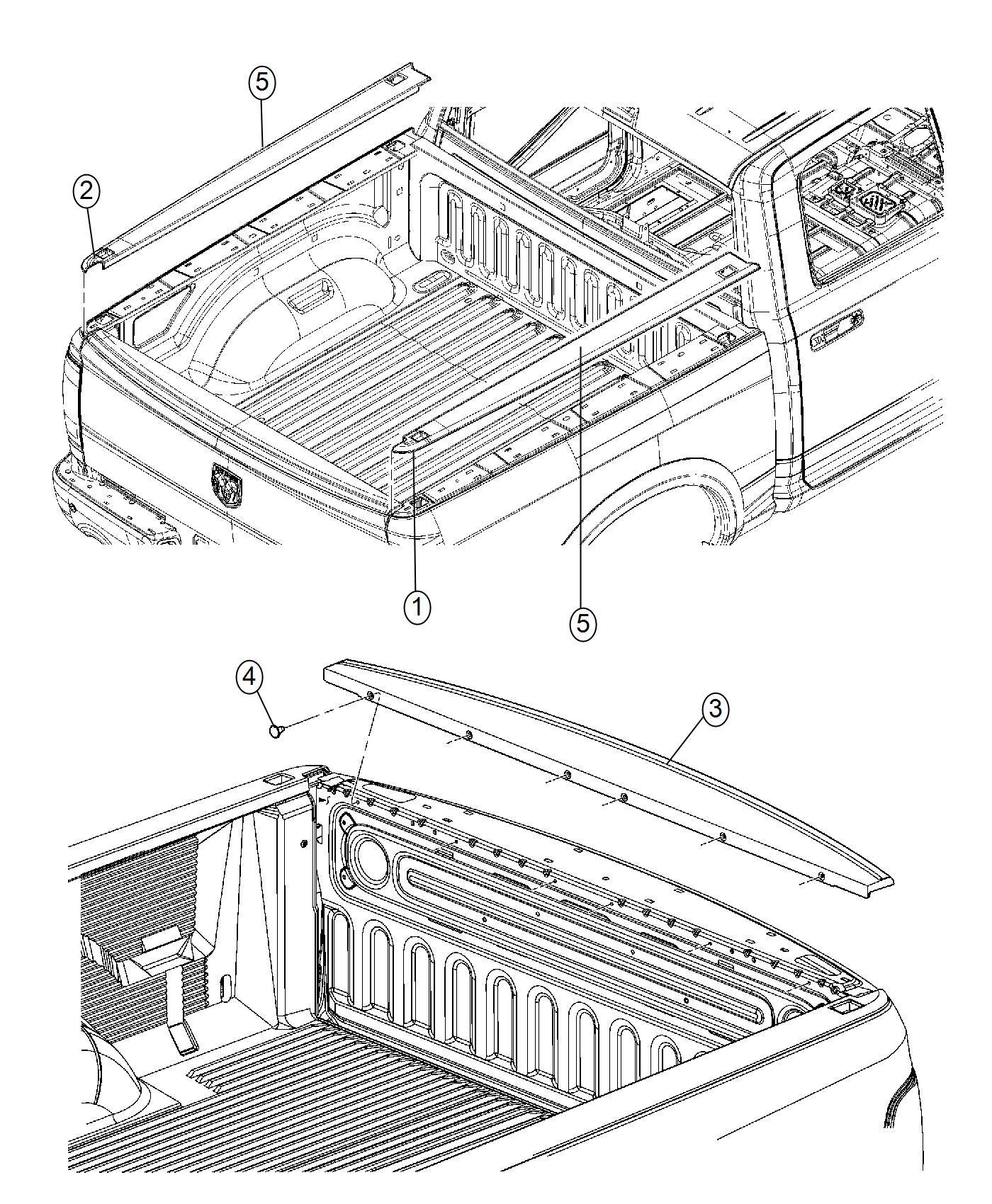 Diagram Pick-up Box, Rail Caps. for your Chrysler 300  M