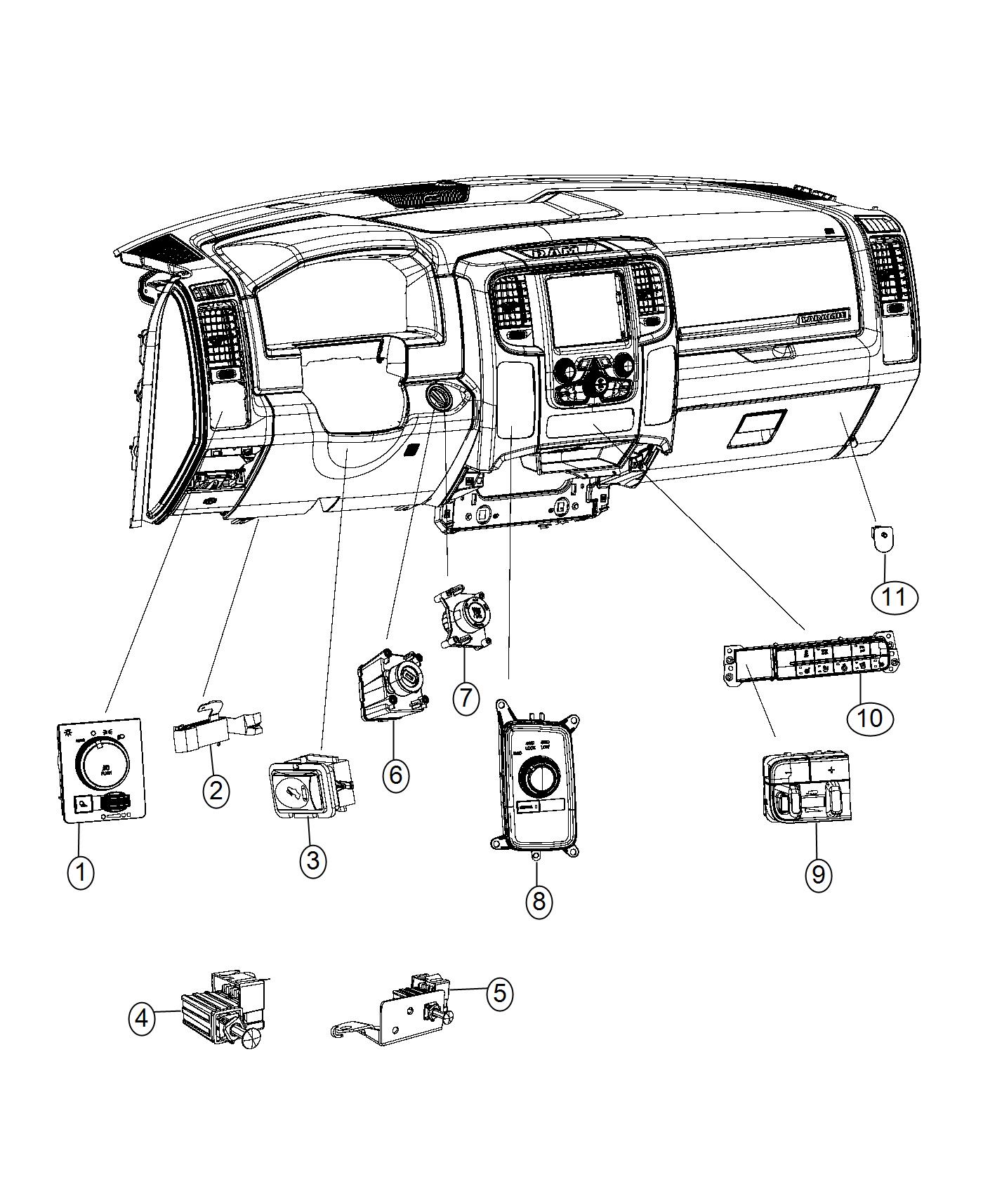 Switches, Instrument Panel. Diagram