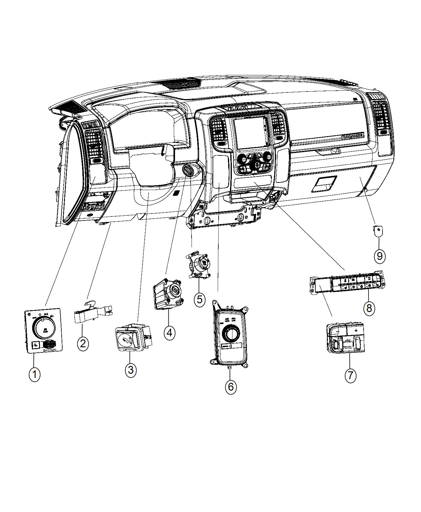 Switches, Instrument Panel. Diagram