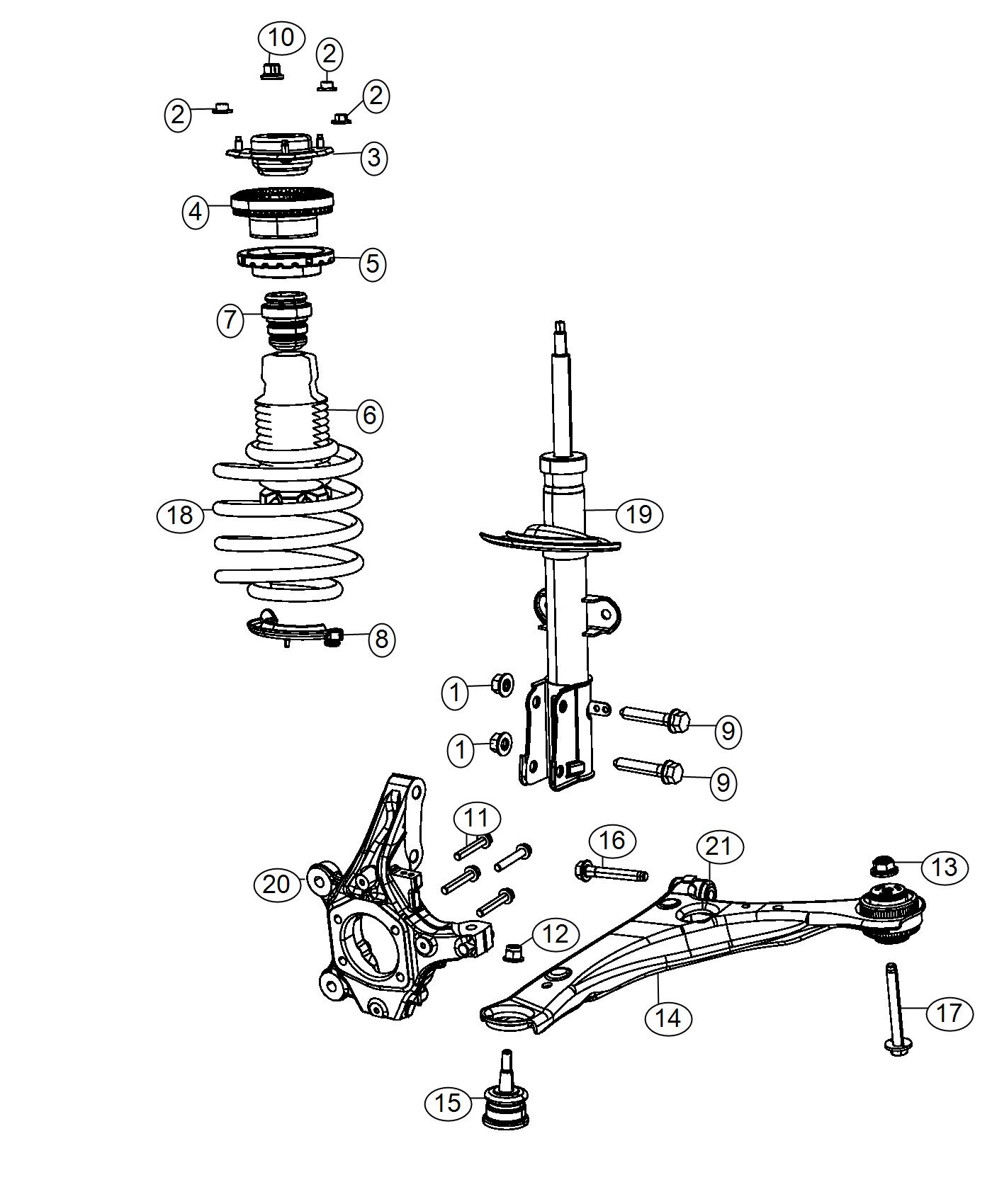 Diagram Suspension, Front. for your 2001 Dodge Grand Caravan   