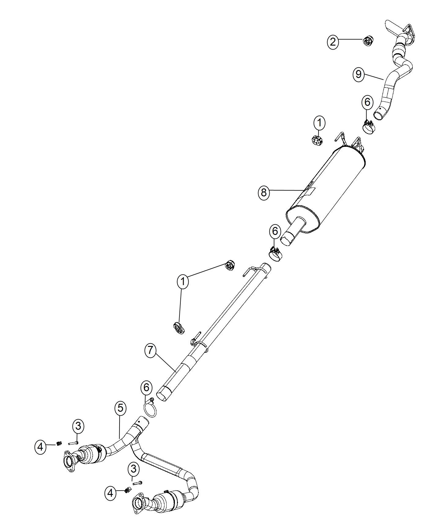 Diagram Exhaust System 5.7L [5.7L V8 HEMI VVT ENGINE] 6.4L [6.4L V8 Mid Duty HEMI MDS Engine]. for your 2003 Chrysler 300  M 