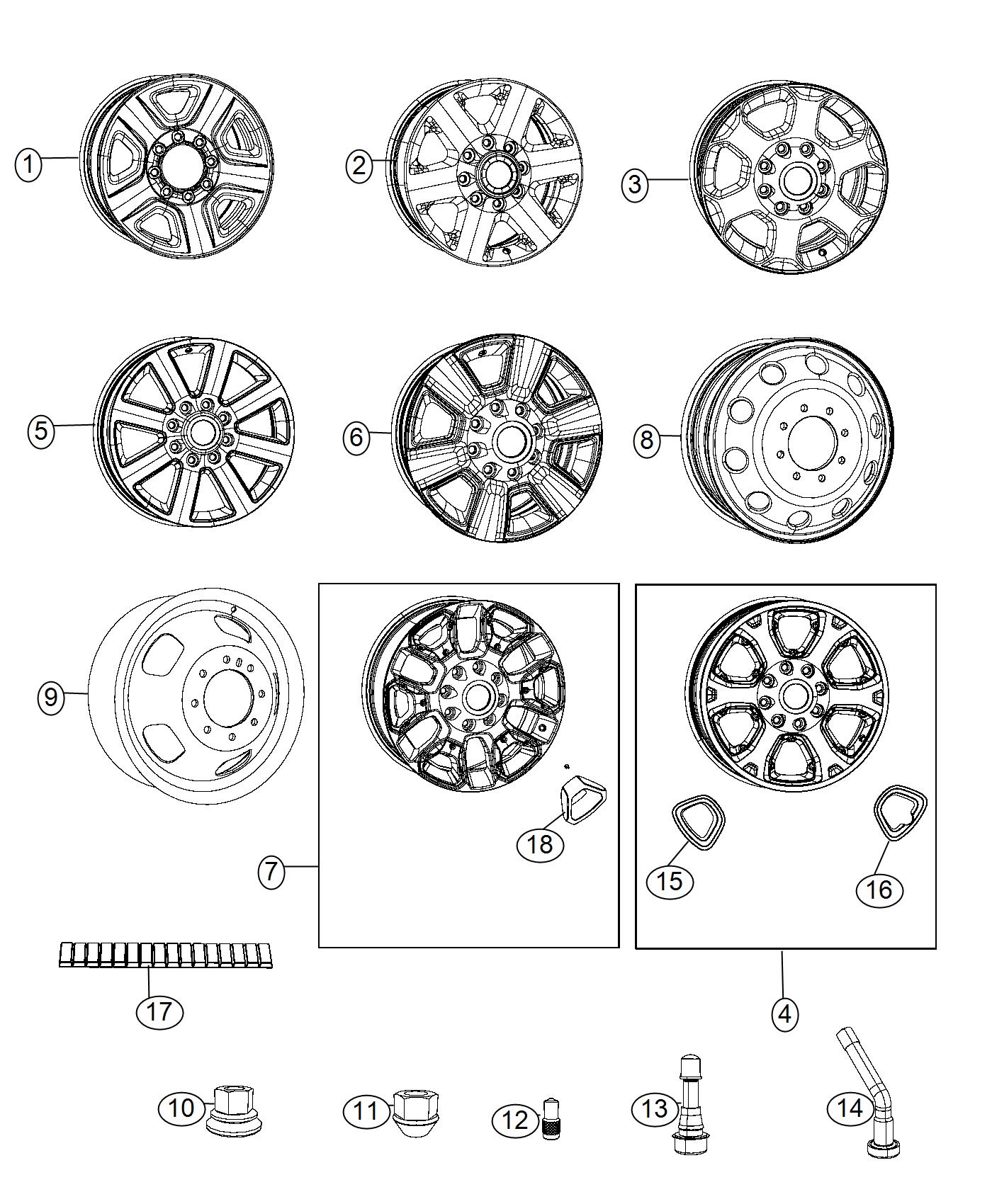 Diagram Wheels and Hardware. for your 2015 Dodge Journey   