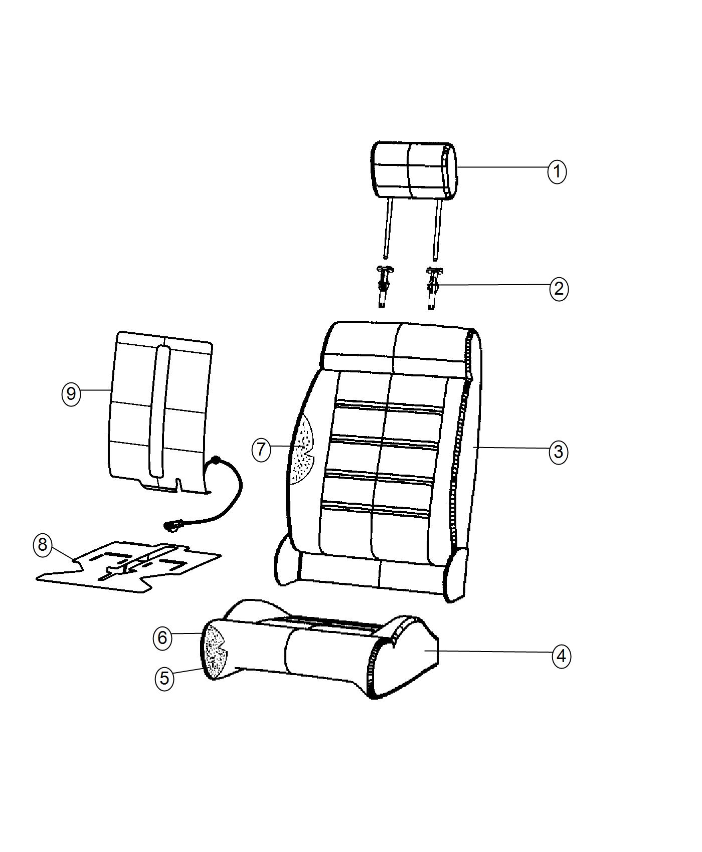 Diagram Front Seat - Bucket - Trim Code [A7]. for your Jeep