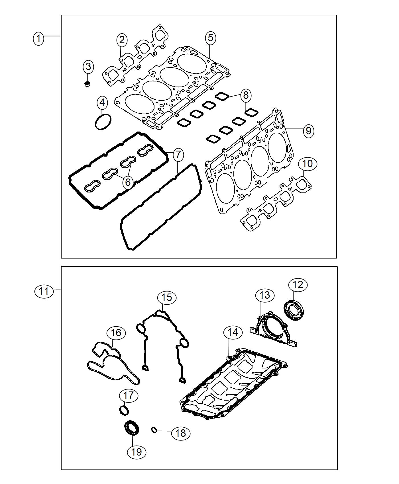 Diagram Engine Gasket Kits 6.4L [6.4L V8 Heavy Duty HEMI MDS Engine]. for your 2000 Chrysler 300  M 