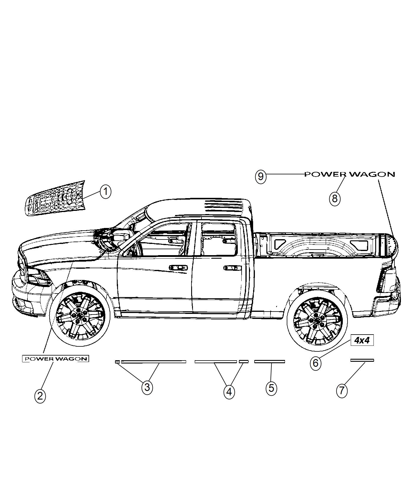 Diagram Decals and Nameplate Power Wagon. for your Ram 2500  