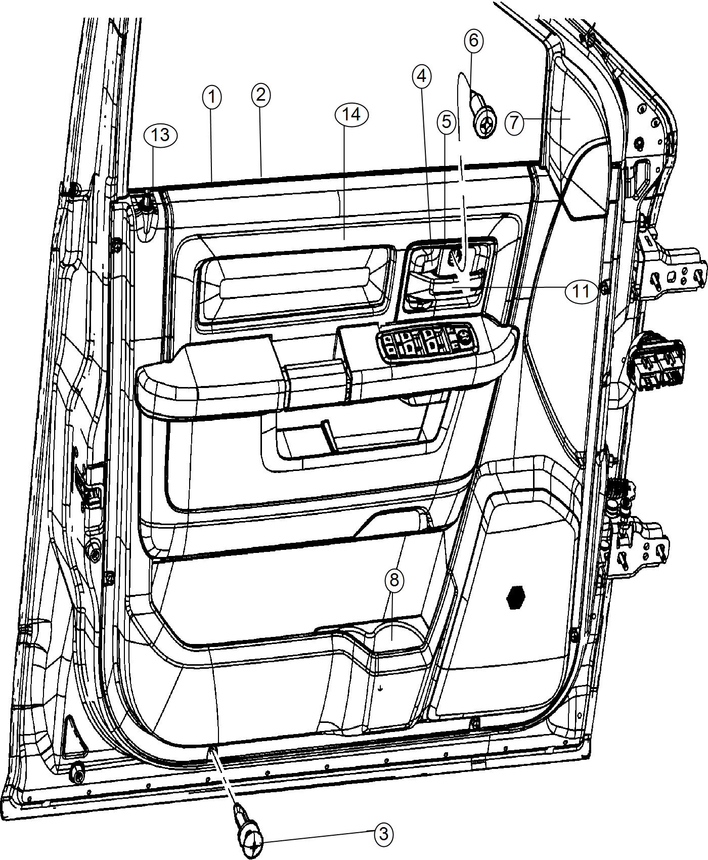 Diagram Front Door Trim Panels. for your 2001 Chrysler 300  M 