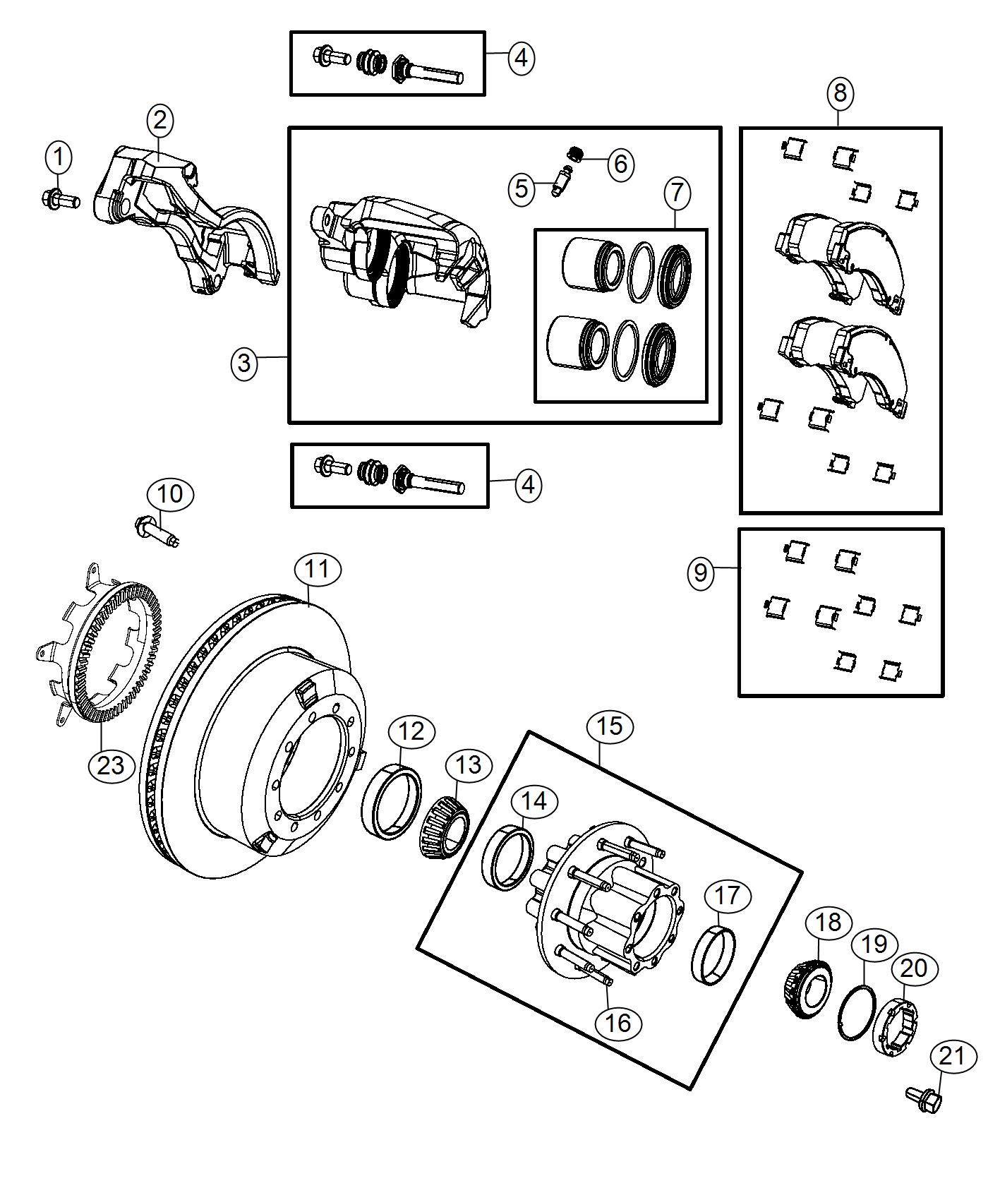 Diagram Brakes, Rear Disc. for your 2016 Ram 5500   