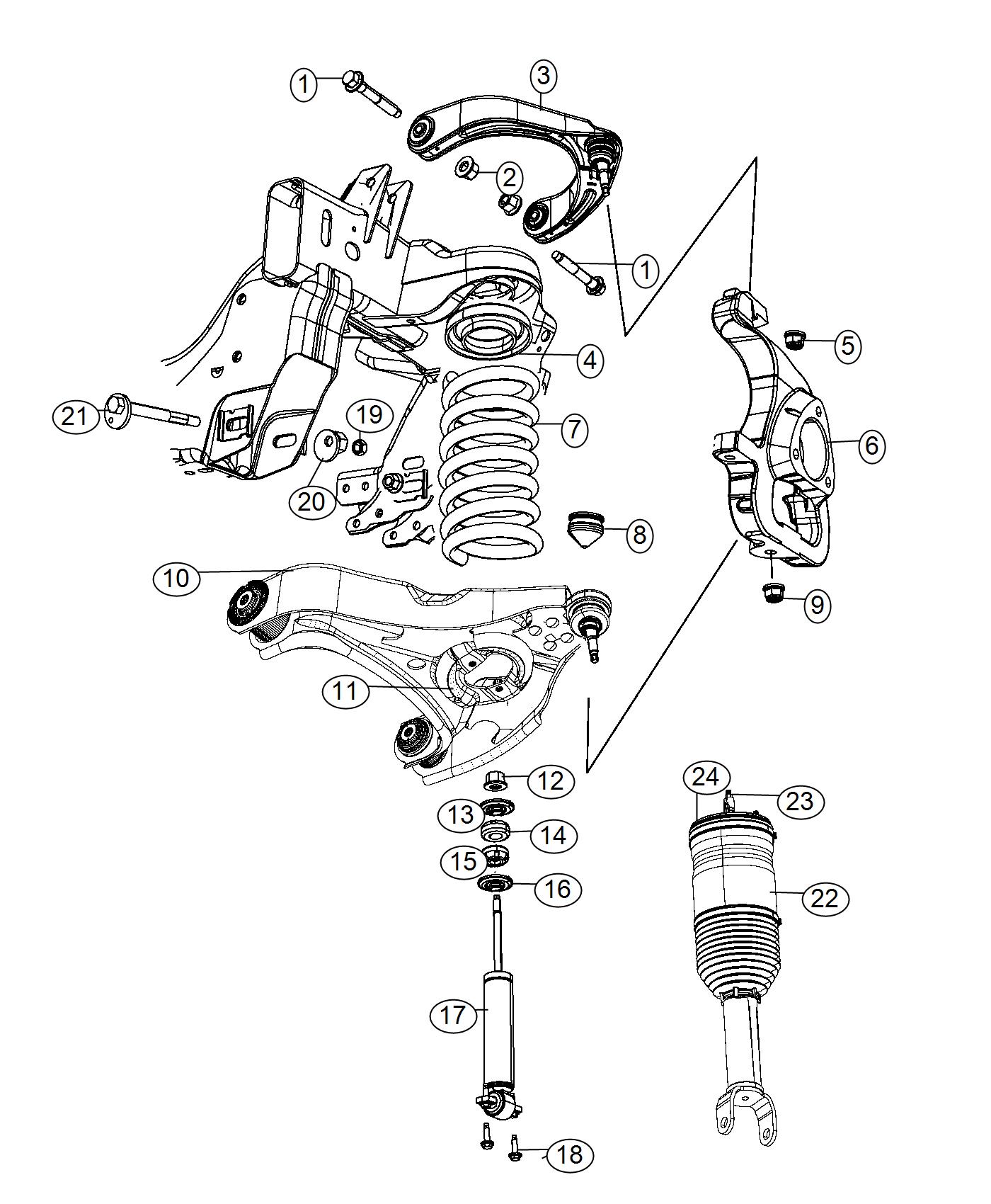 Diagram Suspension, Front, DS 1. for your 2016 Ram 1500 3.6L V6 4X2 ST CREW CAB 