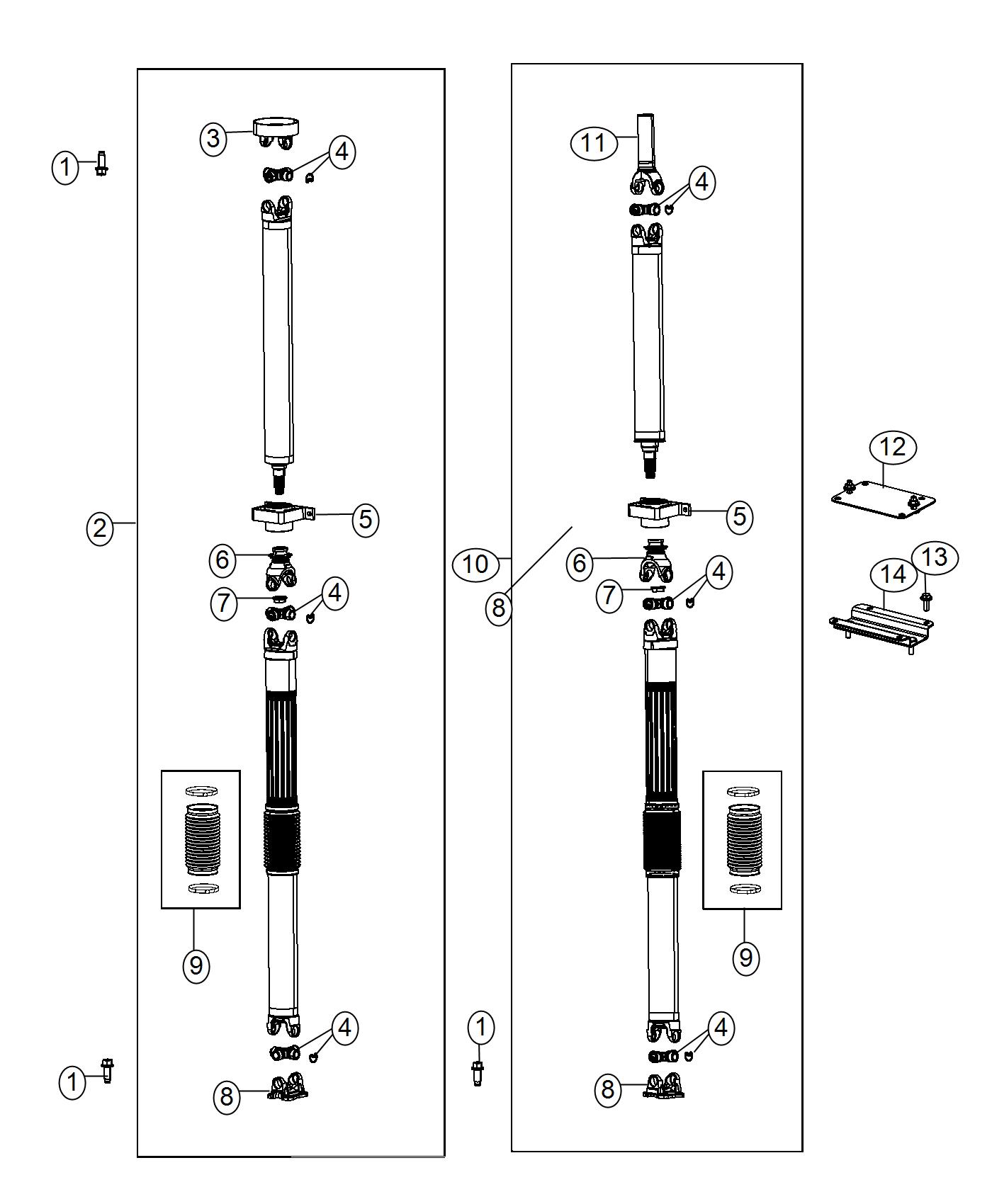 Diagram Shaft, Drive, 2-Piece. for your Chrysler 300  M