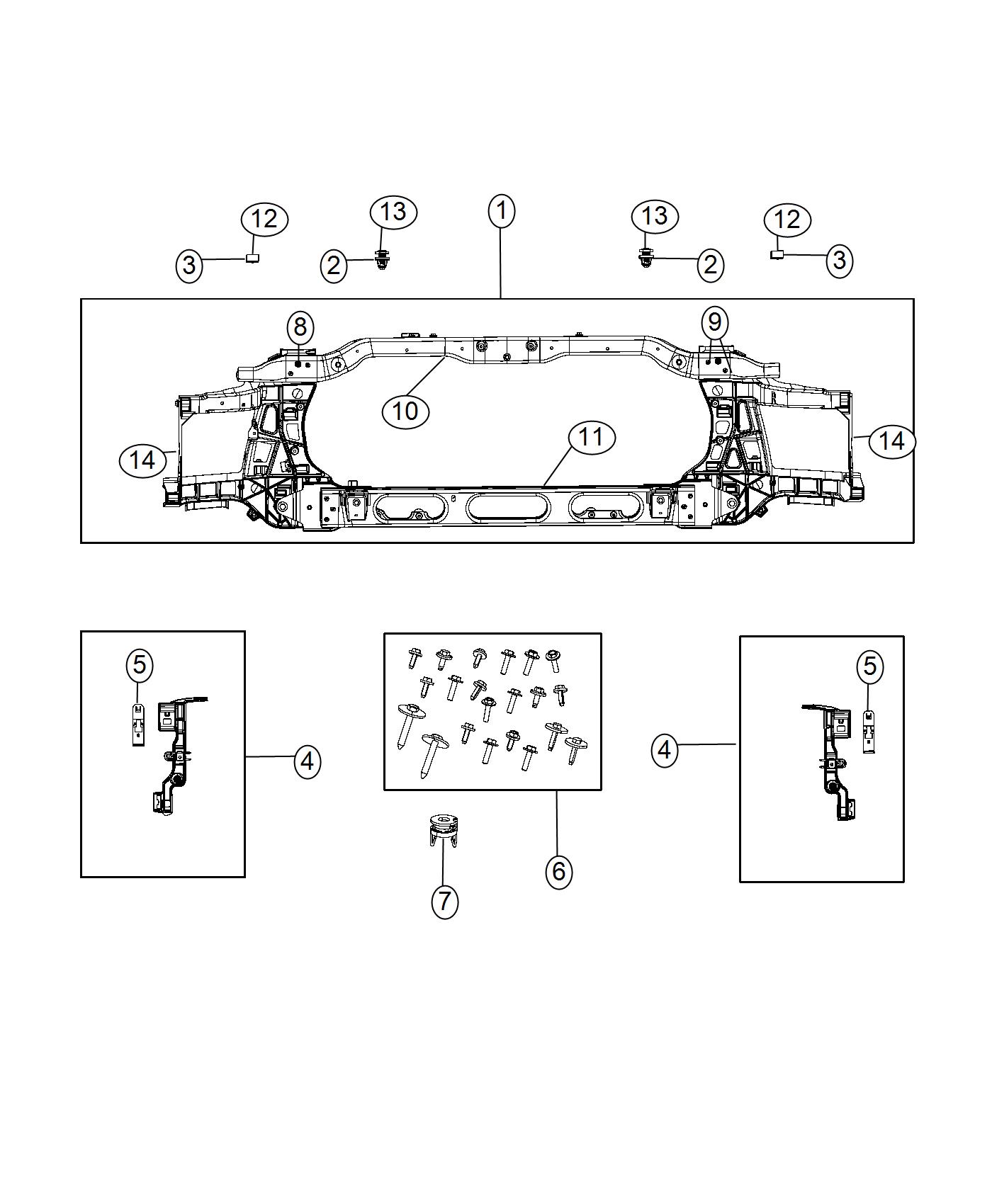 Diagram Radiator Support. for your 2004 Dodge Ram 1500   