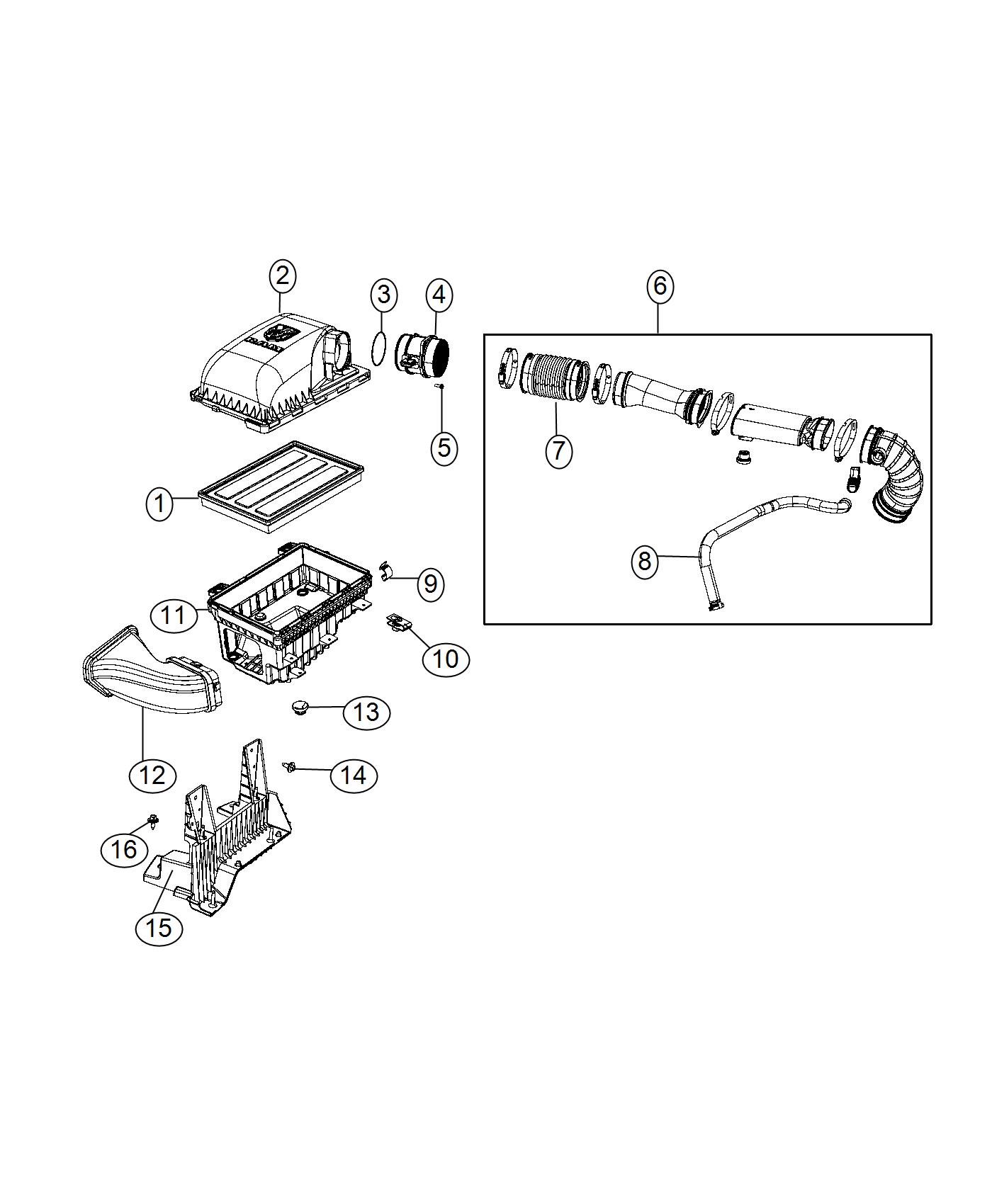 Diagram Air Cleaner 3.0L [3.0L V6 Turbo Diesel Engine]. for your 2024 Jeep Compass  High Altitude 