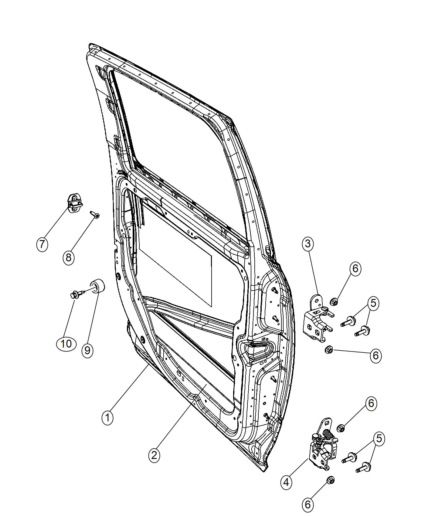 Diagram Rear Door, Shell and Hinges. for your Ram 1500  