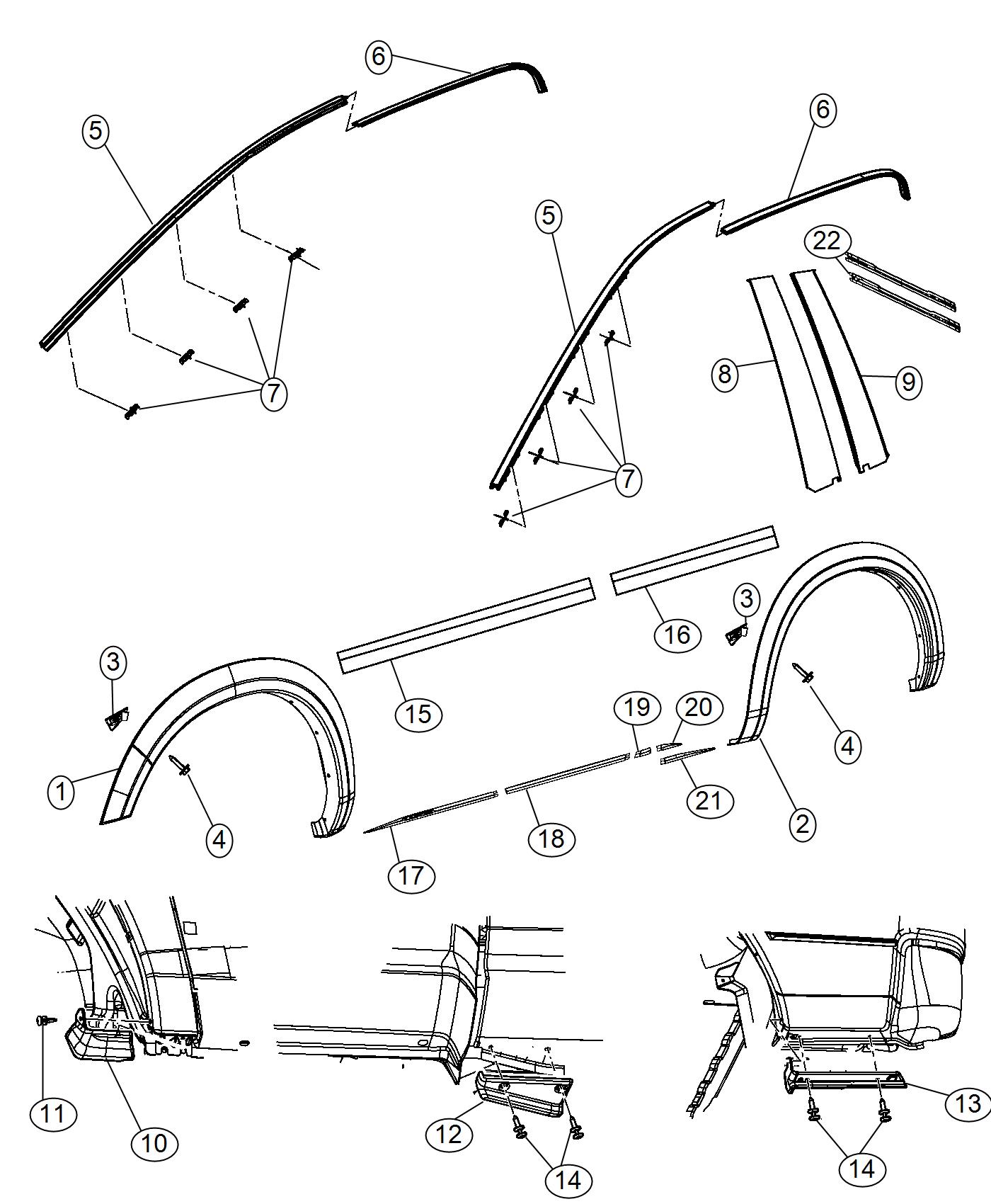 Diagram Exterior Ornamentation. for your 2009 Jeep Grand Cherokee   