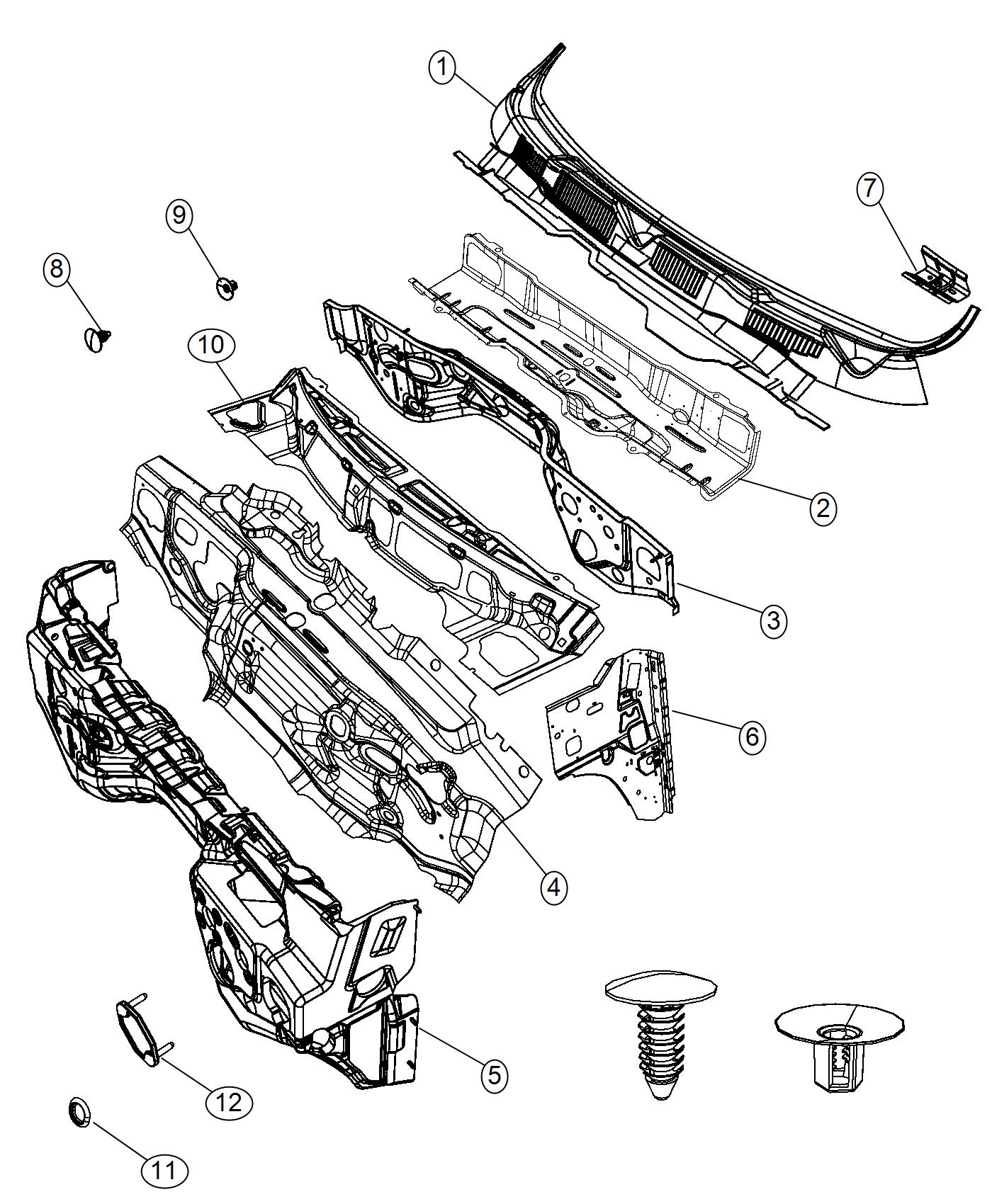 Cowl , Dash Panel and Related Parts. Diagram