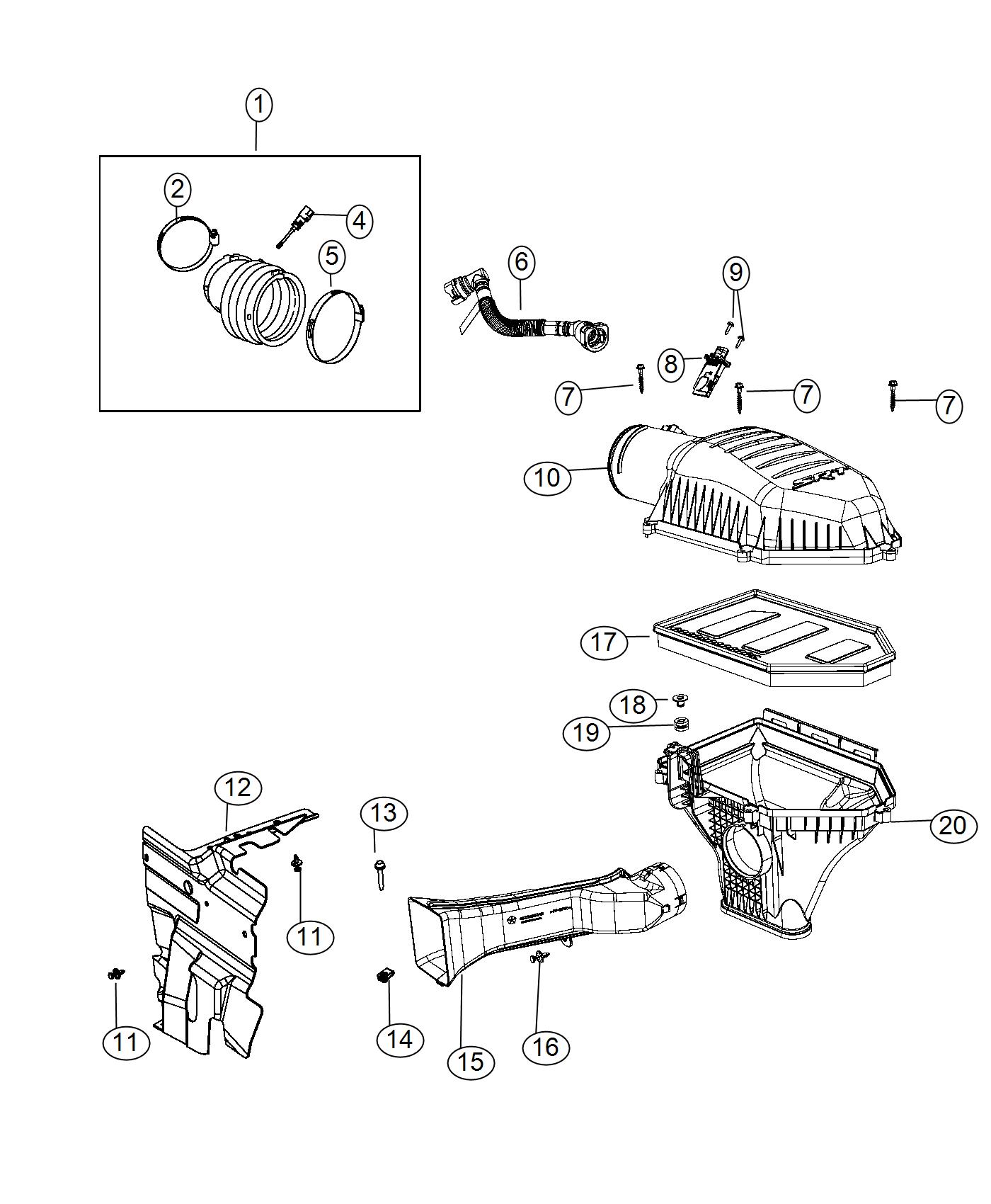 Air Cleaner, 6.2L [6.2L SUPERCHARGED HEMI V8 SRT ENGINE]. Diagram