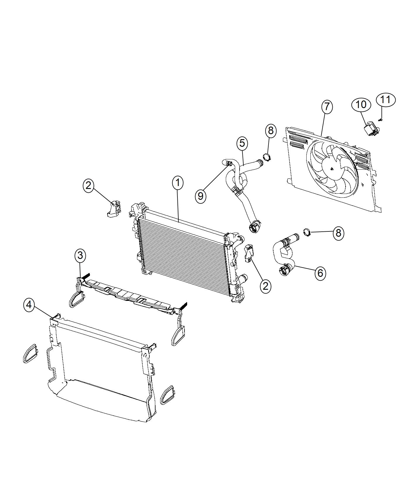 Radiator and Related Parts. Diagram