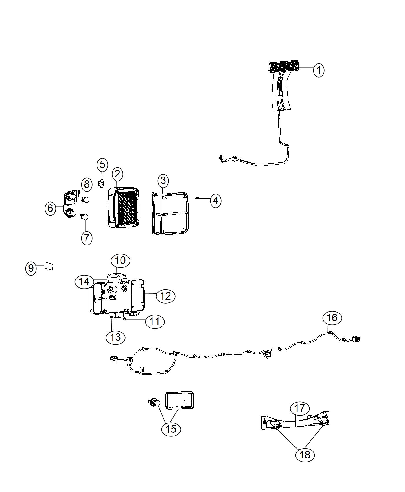 Diagram Lamps, Rear. for your 2016 Jeep Wrangler   