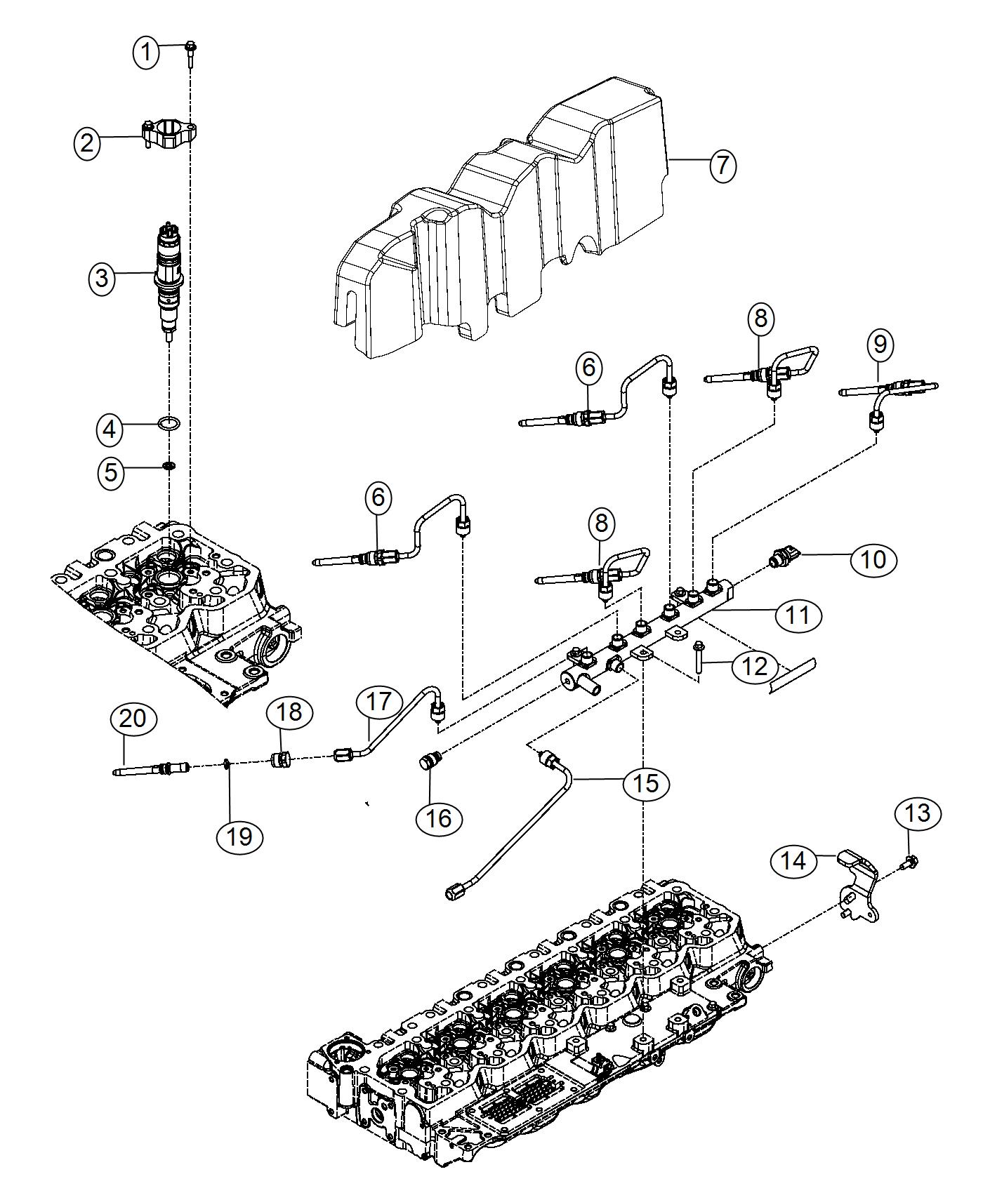 Diagram Fuel Injection Plumbing 6.7L, [6.7L I6 Cummins Turbo Diesel Engine]. for your Dodge Ram 5500  