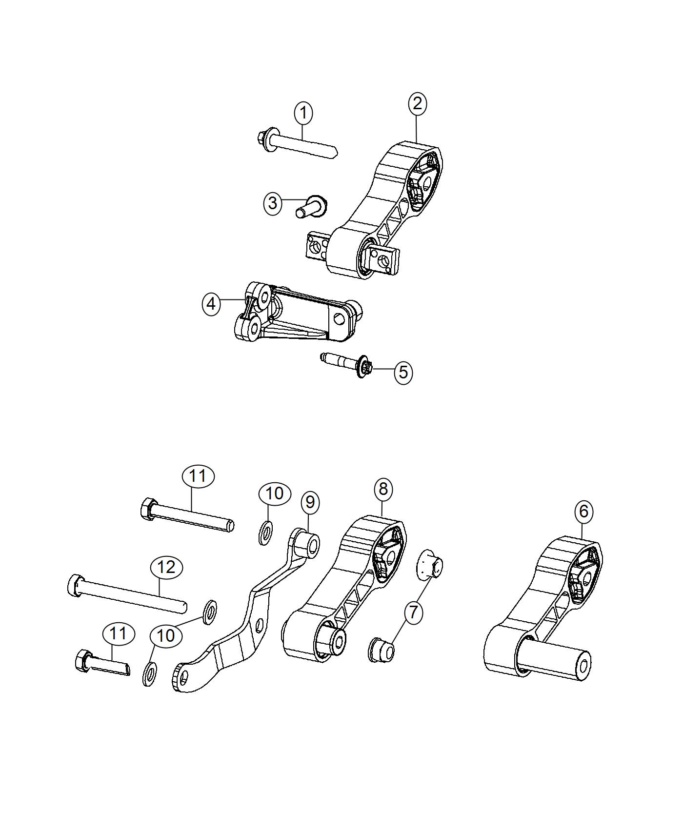 Engine Mounting Rear 1.4L FWD Turbocharged [1.4L I4 16V MultiAir Turbo Engine]. Diagram