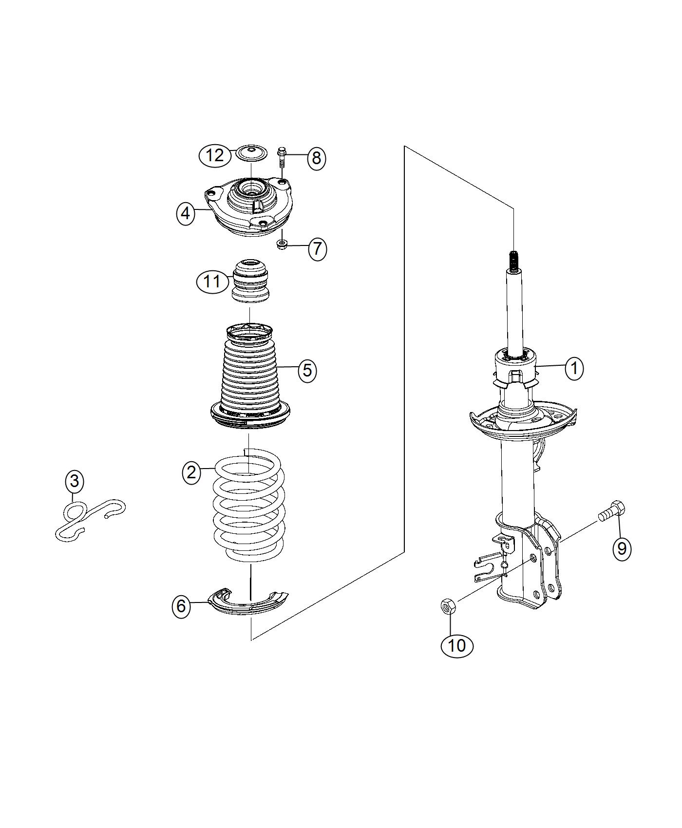 Diagram Suspension, Front, Shocks and Springs. for your 2001 Chrysler 300  M 