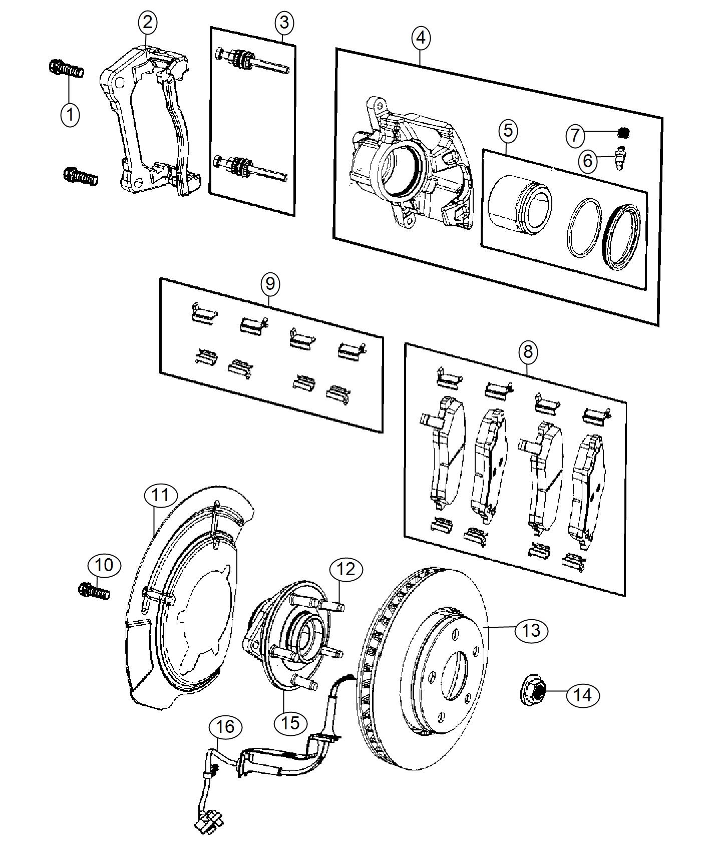 Diagram Brakes,Front. for your 2004 Chrysler 300  M 