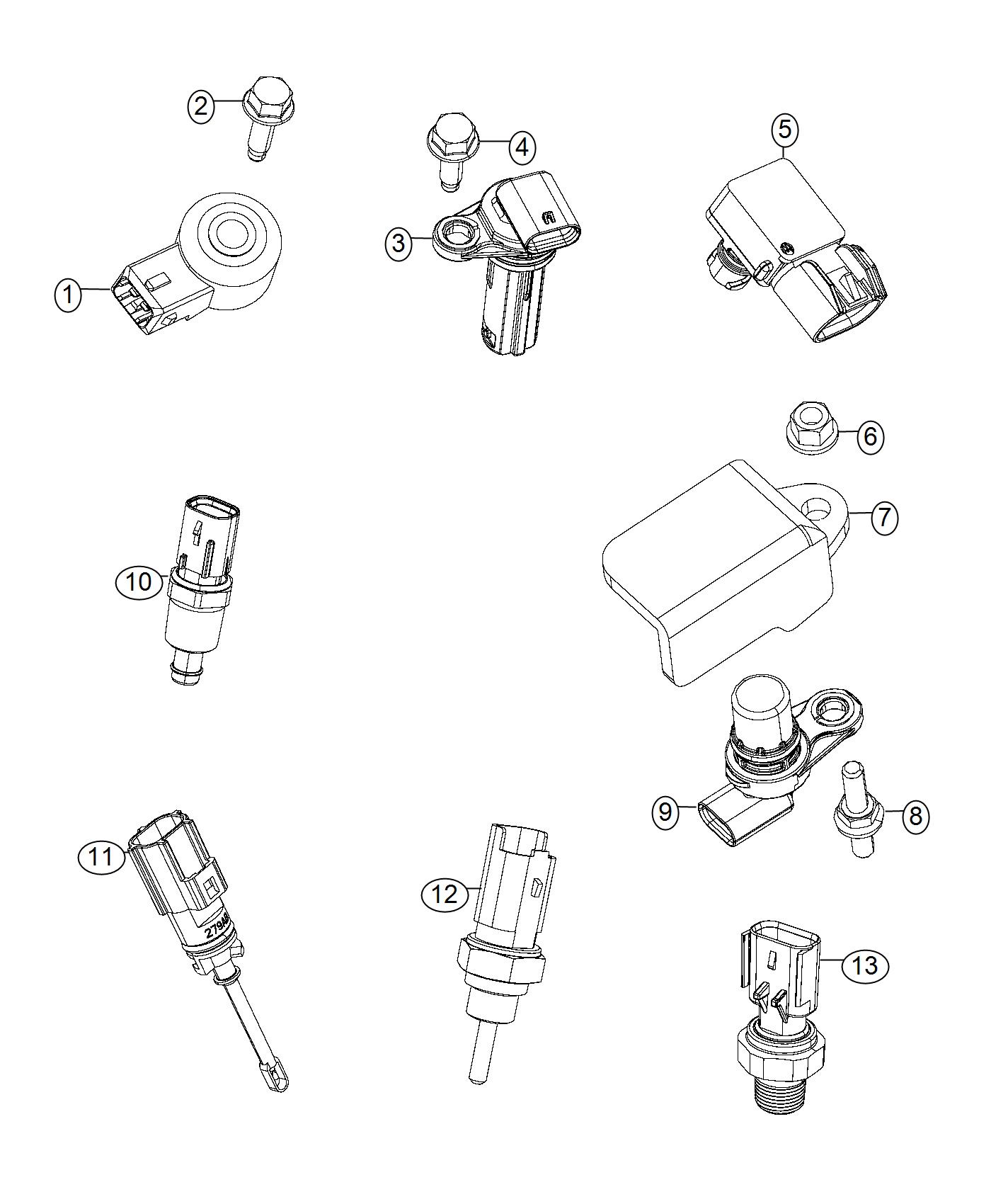 Diagram Sensors, Engine Compartment. for your Jeep