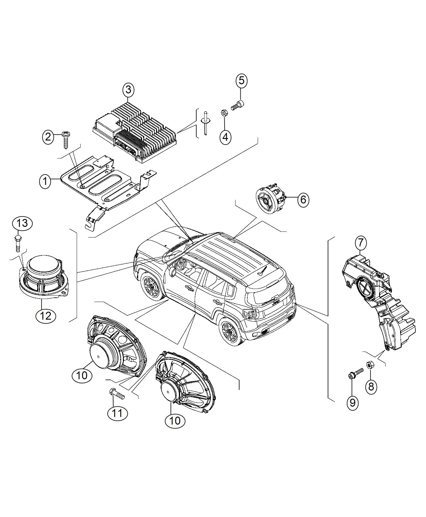 Diagram Speakers And Amplifiers. for your 1998 Jeep Wrangler   