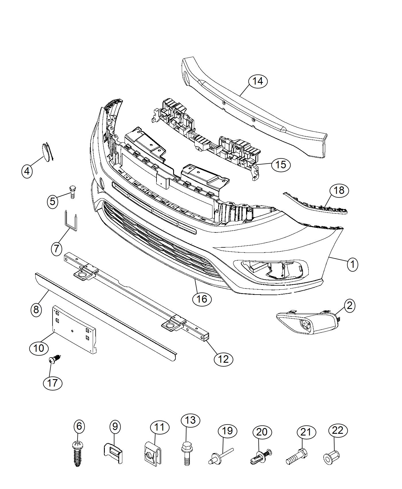 Diagram Front Bumper, Fascia. for your Ram ProMaster City  