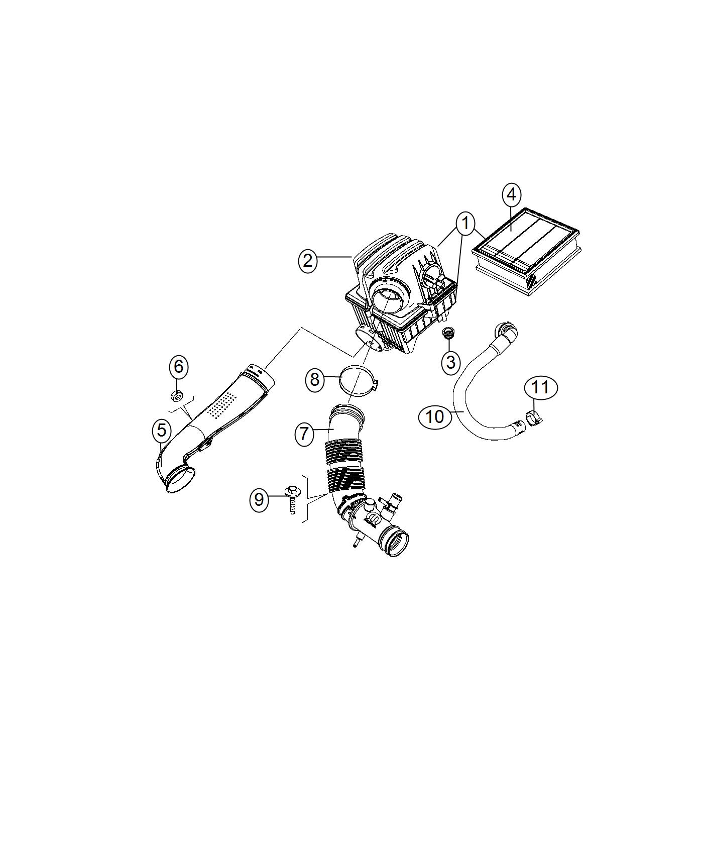 Diagram Air Cleaner, 2.4L [2.4L I4 MultiAir Engine]. for your Jeep